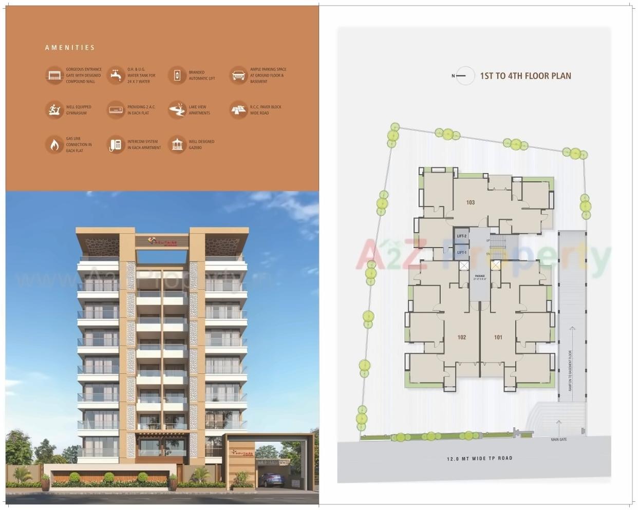 Layout of real estate project Solitaire Avenue located at Vesu, Surat, Gujarat