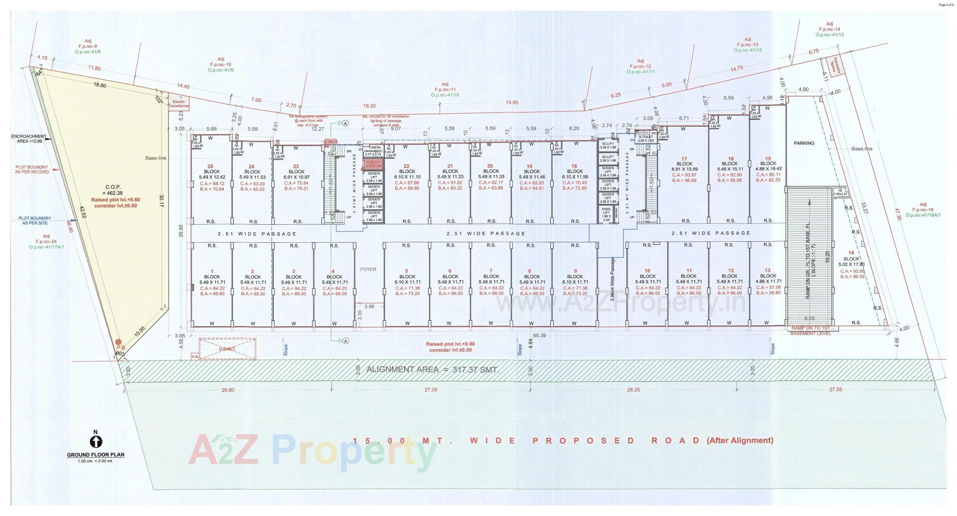 Layout of real estate project Someshwar Textile Market located at Anjana, Surat, Gujarat