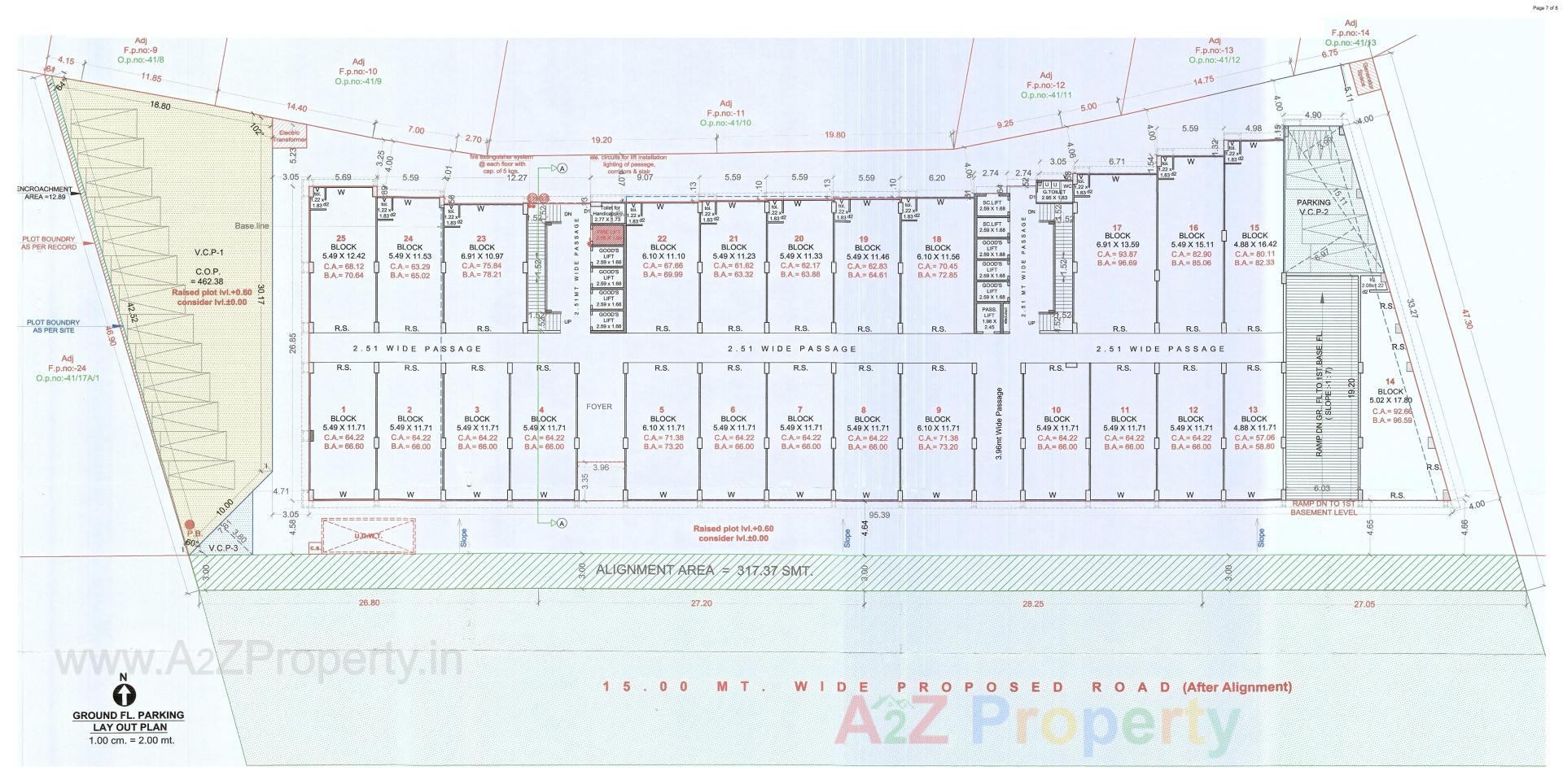 Layout of real estate project Someshwar Textile Market located at Anjana, Surat, Gujarat