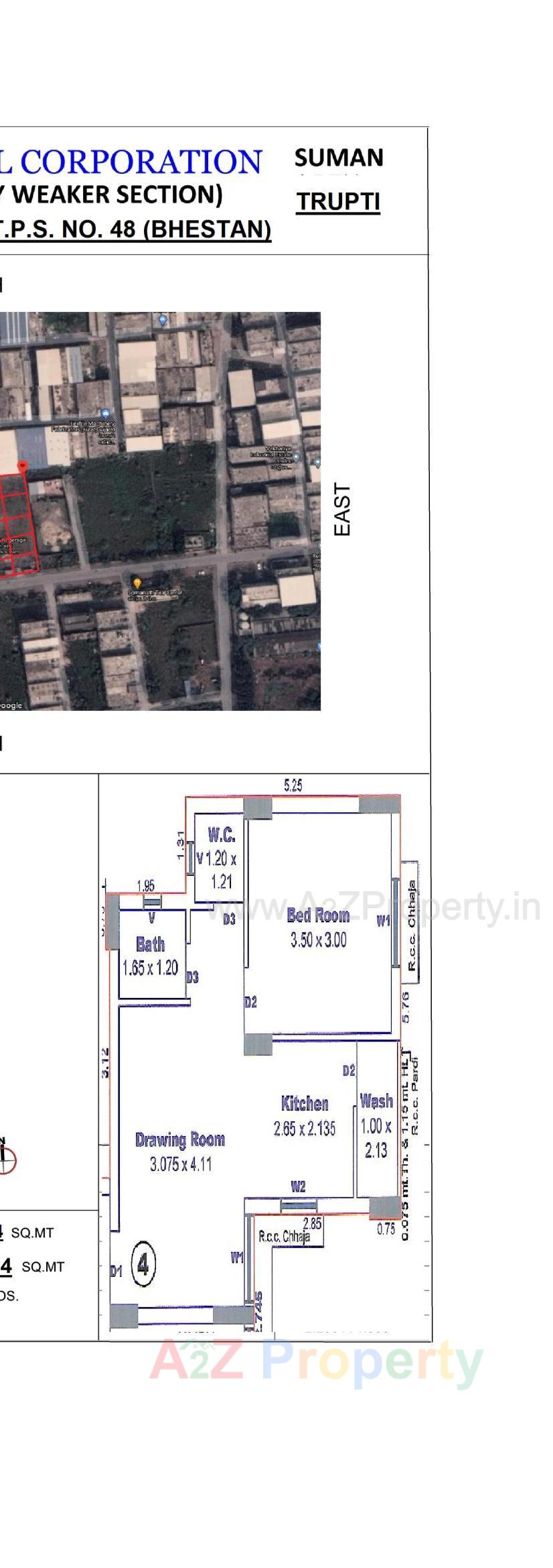 Layout of real estate project Suman Trupti Ews 52 Tp 48 (bhestan) Fp located at Bhestan, Surat, Gujarat
