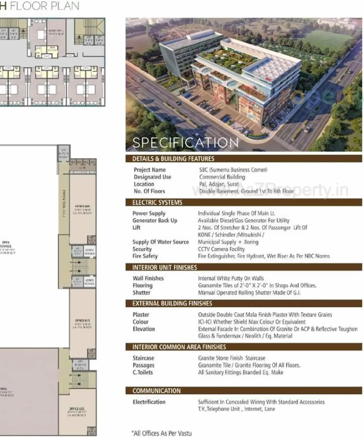 Layout of real estate project Sumerru Business Corner located at Pal, Surat, Gujarat