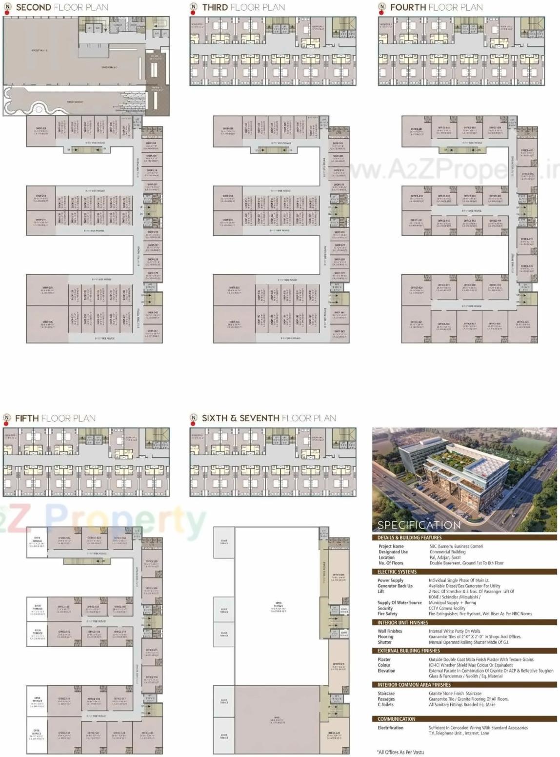 Layout of real estate project Sumerru Business Corner located at Pal, Surat, Gujarat