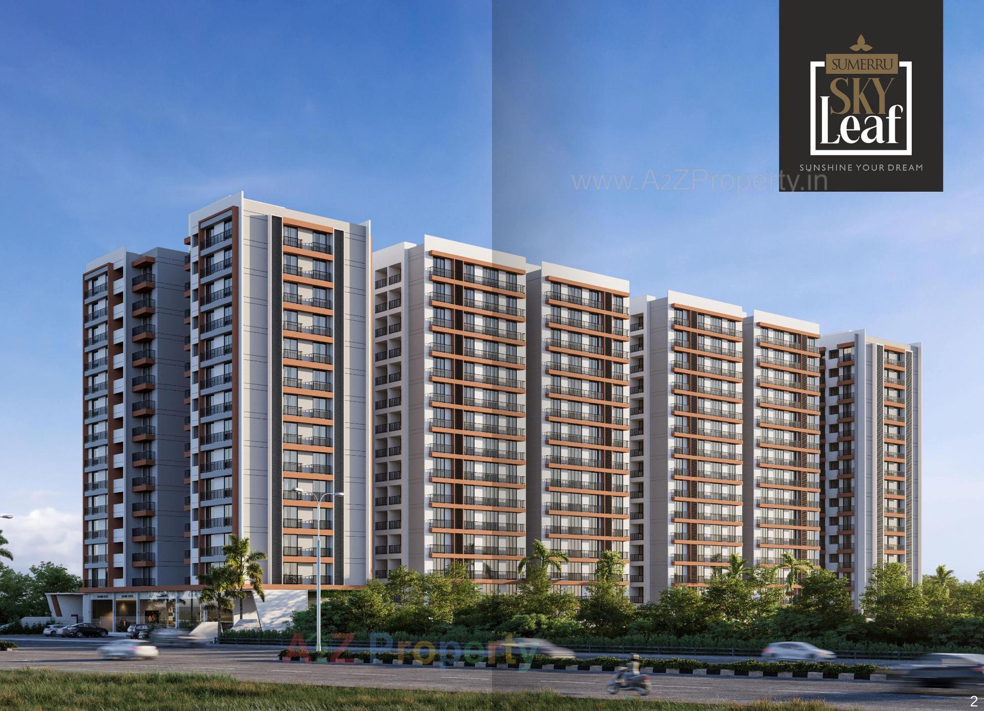 3D Elevation of real estate project Sumerru Sky Leaf located at Bhesan, Surat, Gujarat