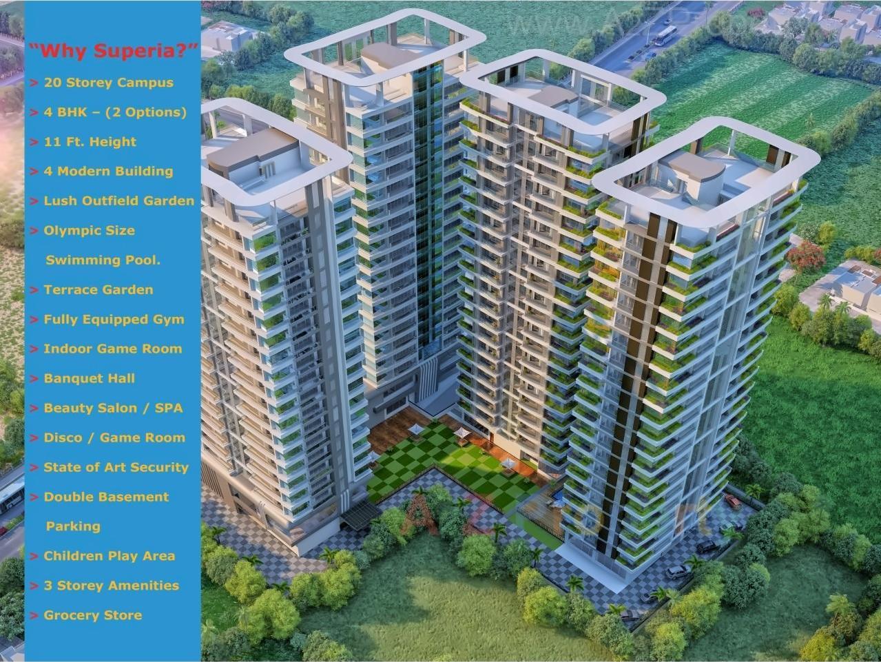 3D Elevation of real estate project Superia located at Althan-south, Surat, Gujarat