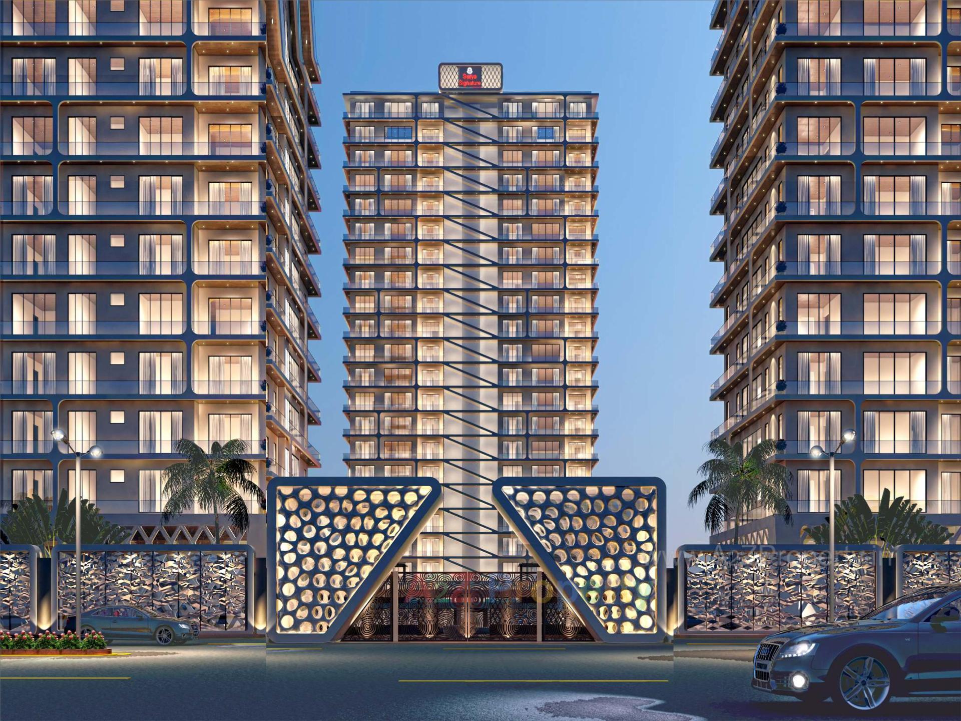 3D Elevation of real estate project Surya Signature located at Bhimrad, Surat, Gujarat