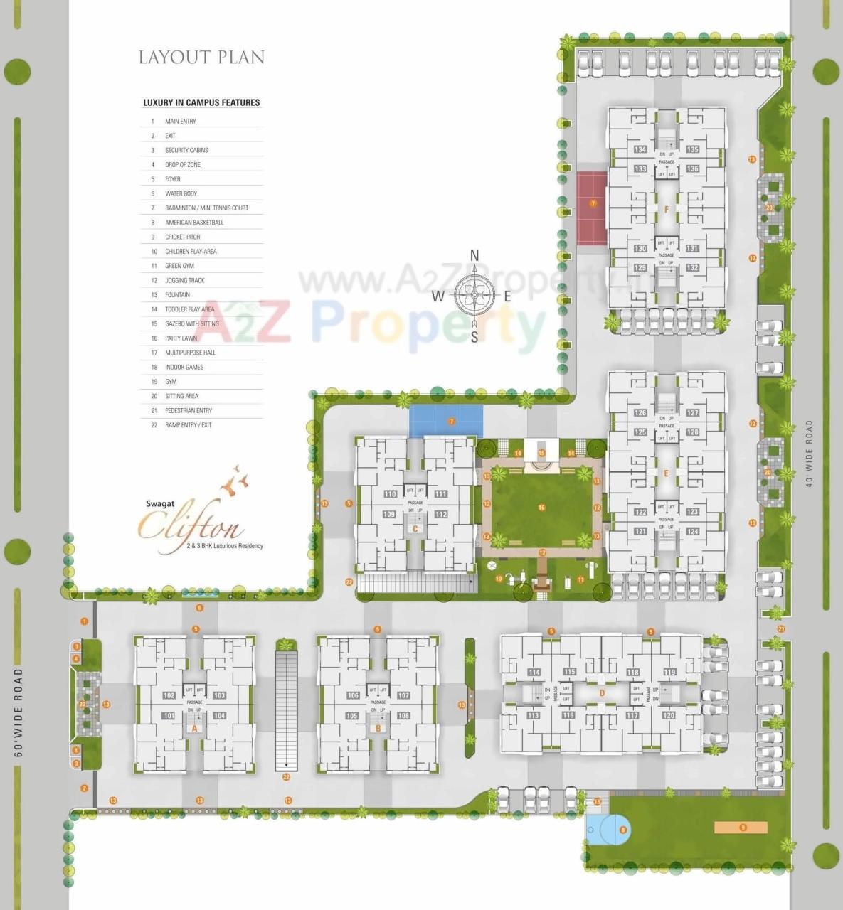 Layout of real estate project Swagat Clifton located at Bhimrad, Surat, Gujarat