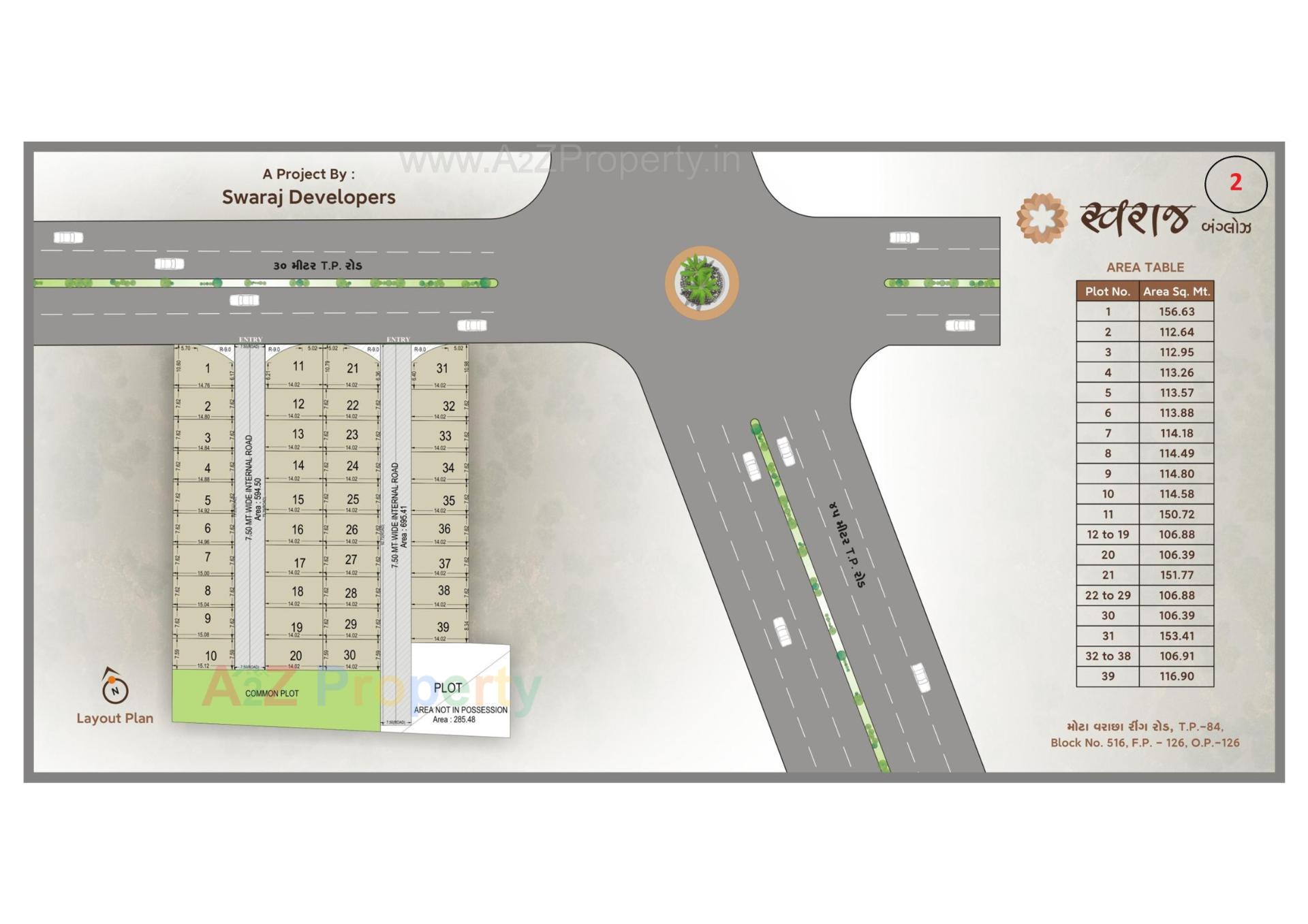 Layout of real estate project Swaraj Bungalows located at Mo, Surat, Gujarat