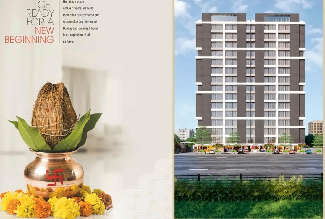 3D Elevation of real estate project Swastik Pride located at Kosad, Surat, Gujarat
