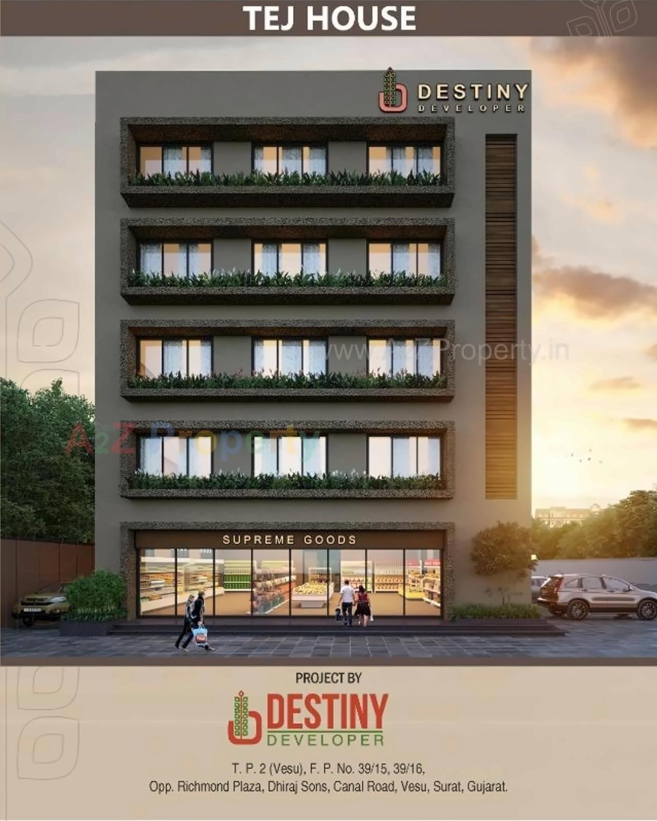 3D Elevation of real estate project Tej House located at Vesu, Surat, Gujarat
