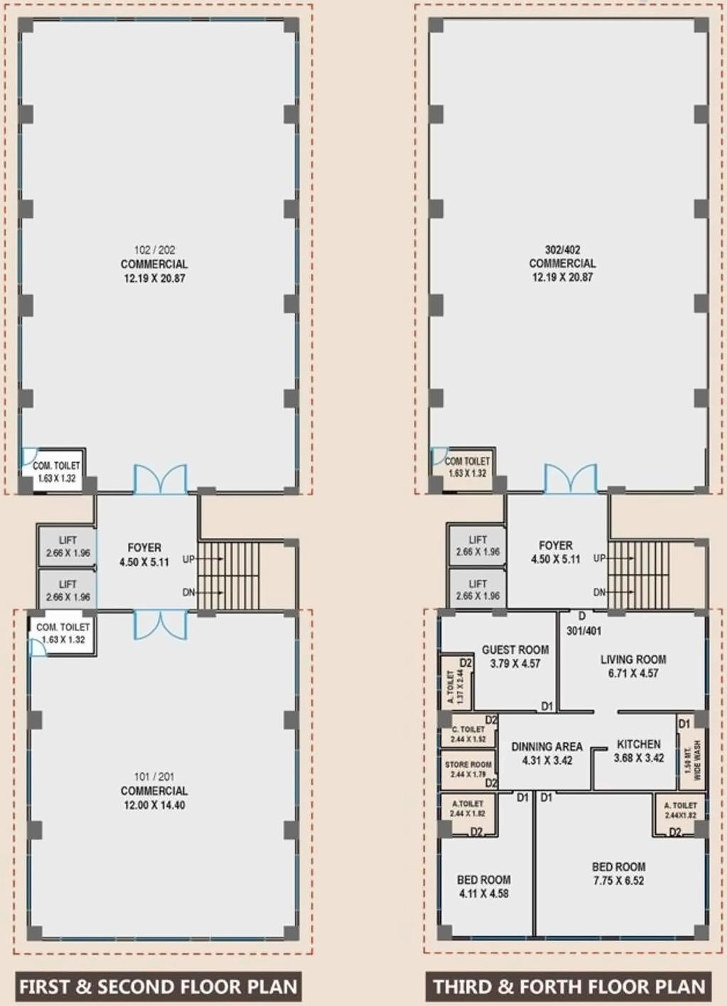 Layout of real estate project Tej House located at Vesu, Surat, Gujarat