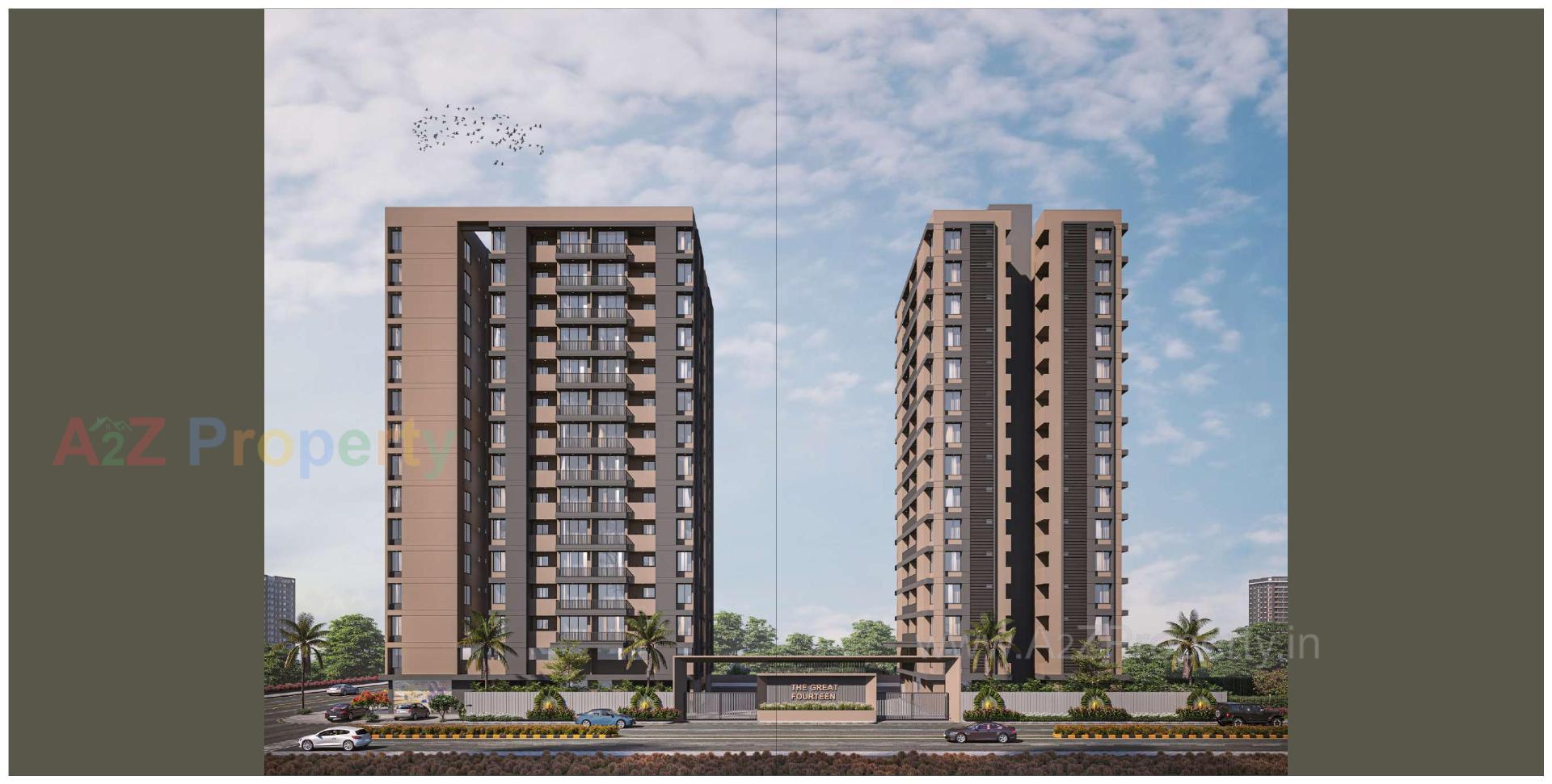 3D Elevation of real estate project The Great Fourteen located at Sarthana, Surat, Gujarat