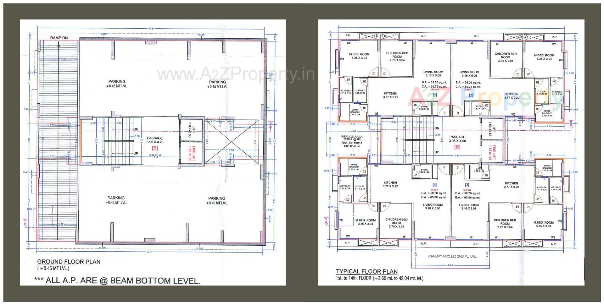 Layout of real estate project The Great Fourteen located at Sarthana, Surat, Gujarat