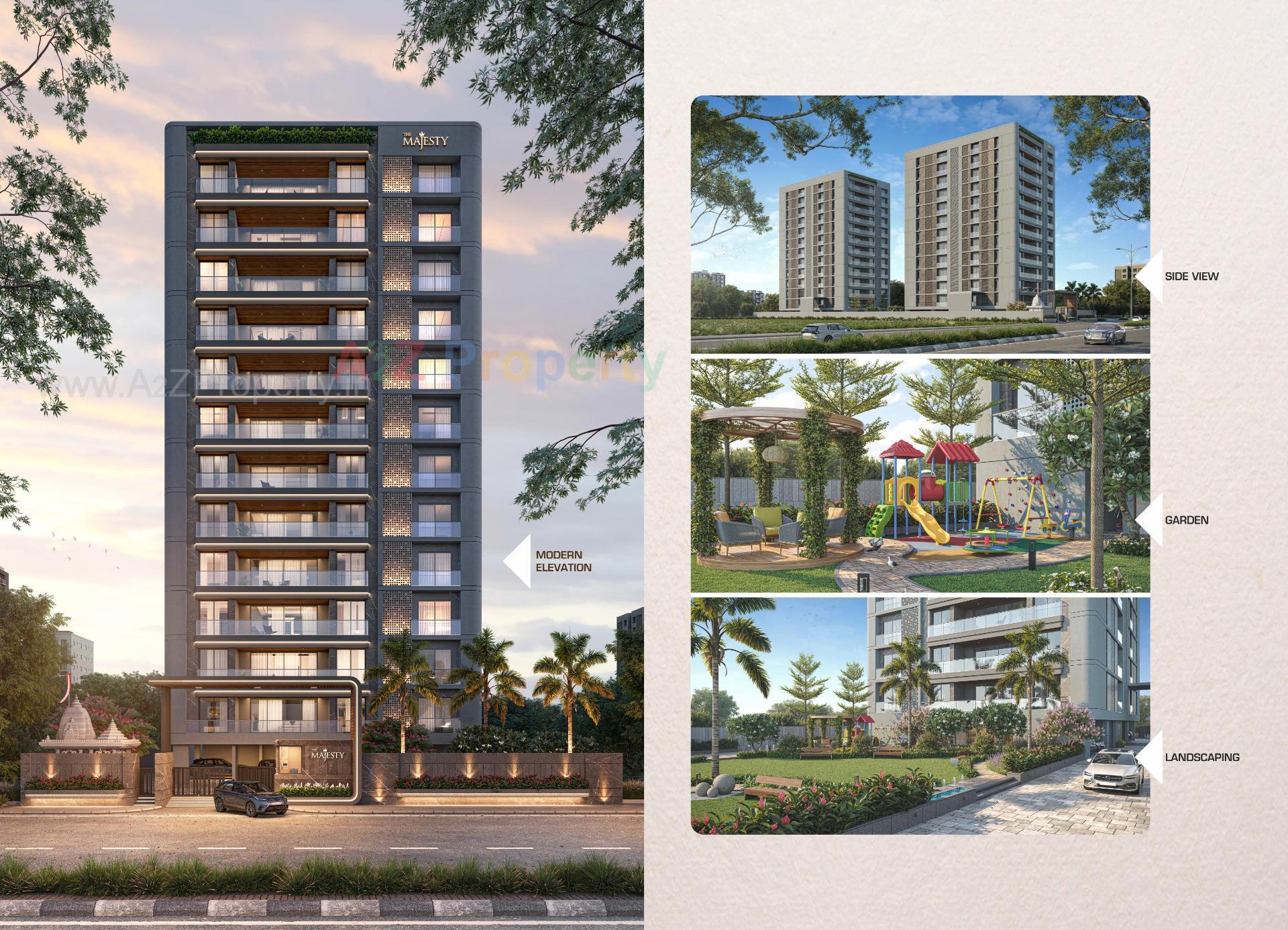 3D Elevation of real estate project The Majesty located at Vesu, Surat, Gujarat