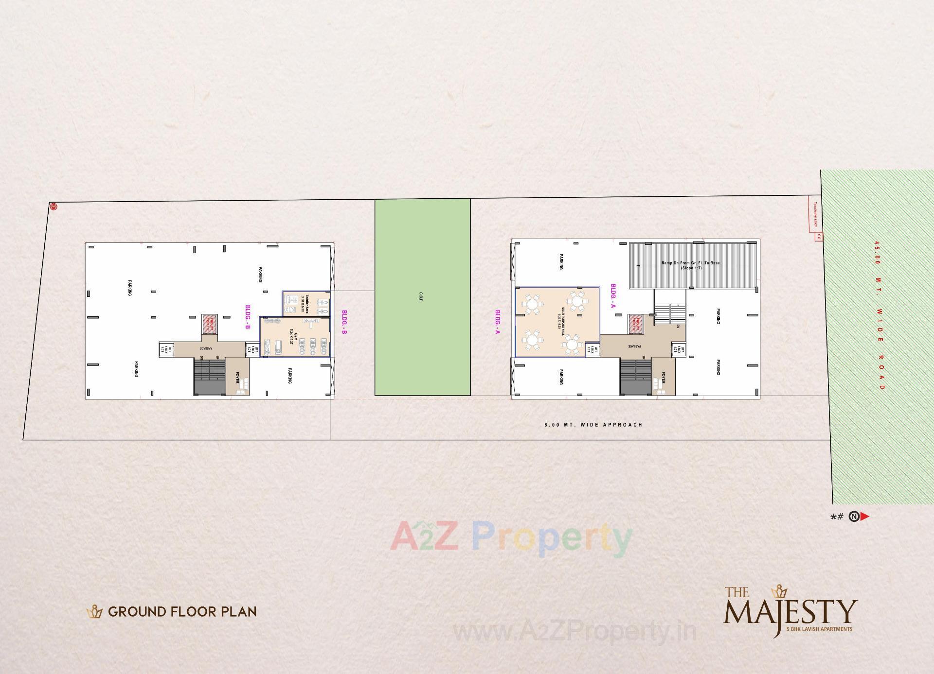 Layout of real estate project The Majesty located at Vesu, Surat, Gujarat