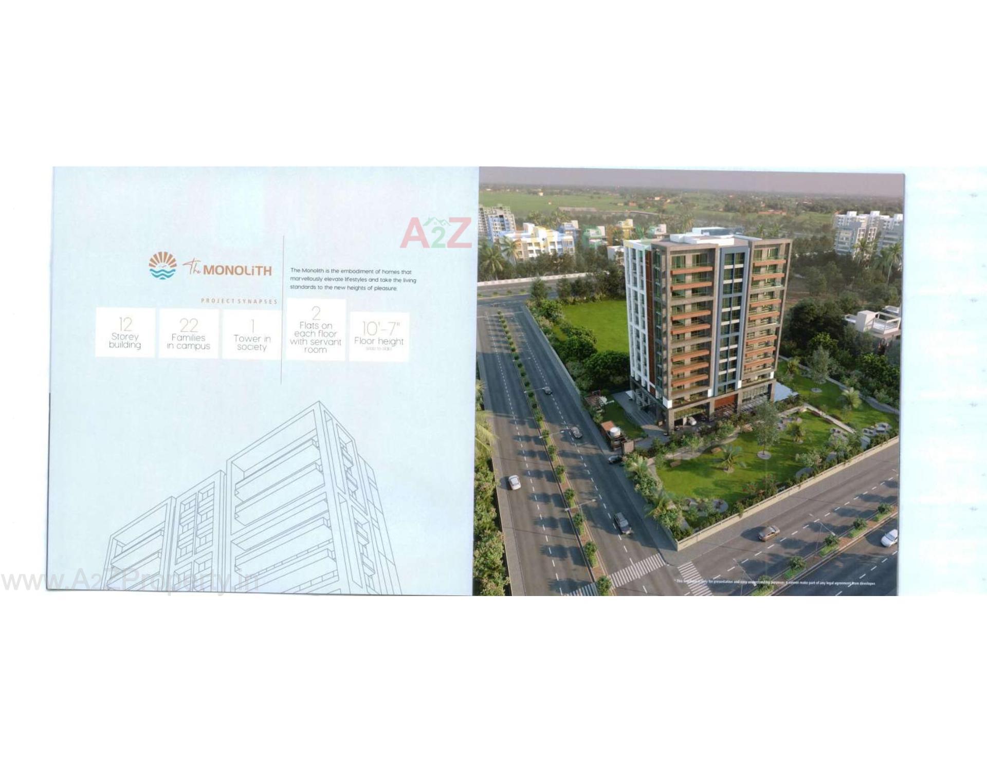 3D Elevation of real estate project The Monolith located at Vesu, Surat, Gujarat