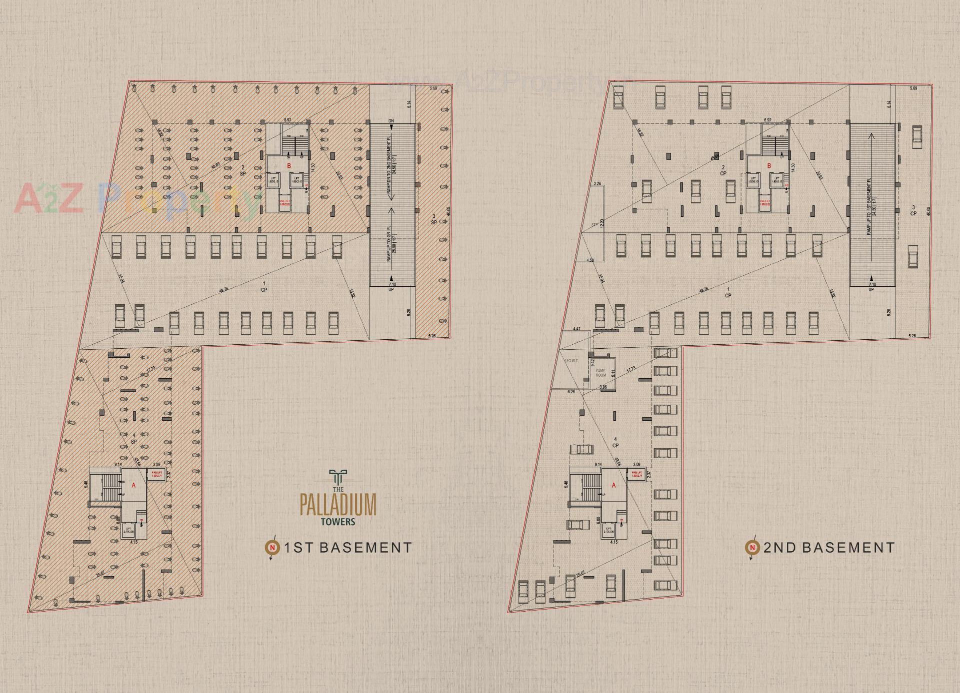 Layout of real estate project The Palladium Towers located at Piplod, Surat, Gujarat