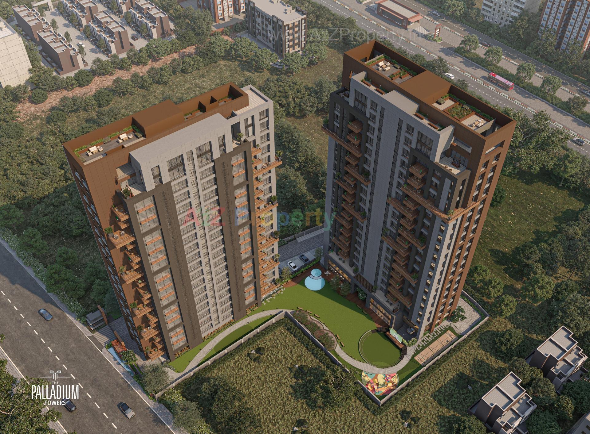 3D Elevation of real estate project The Palladium Towers located at Piplod, Surat, Gujarat