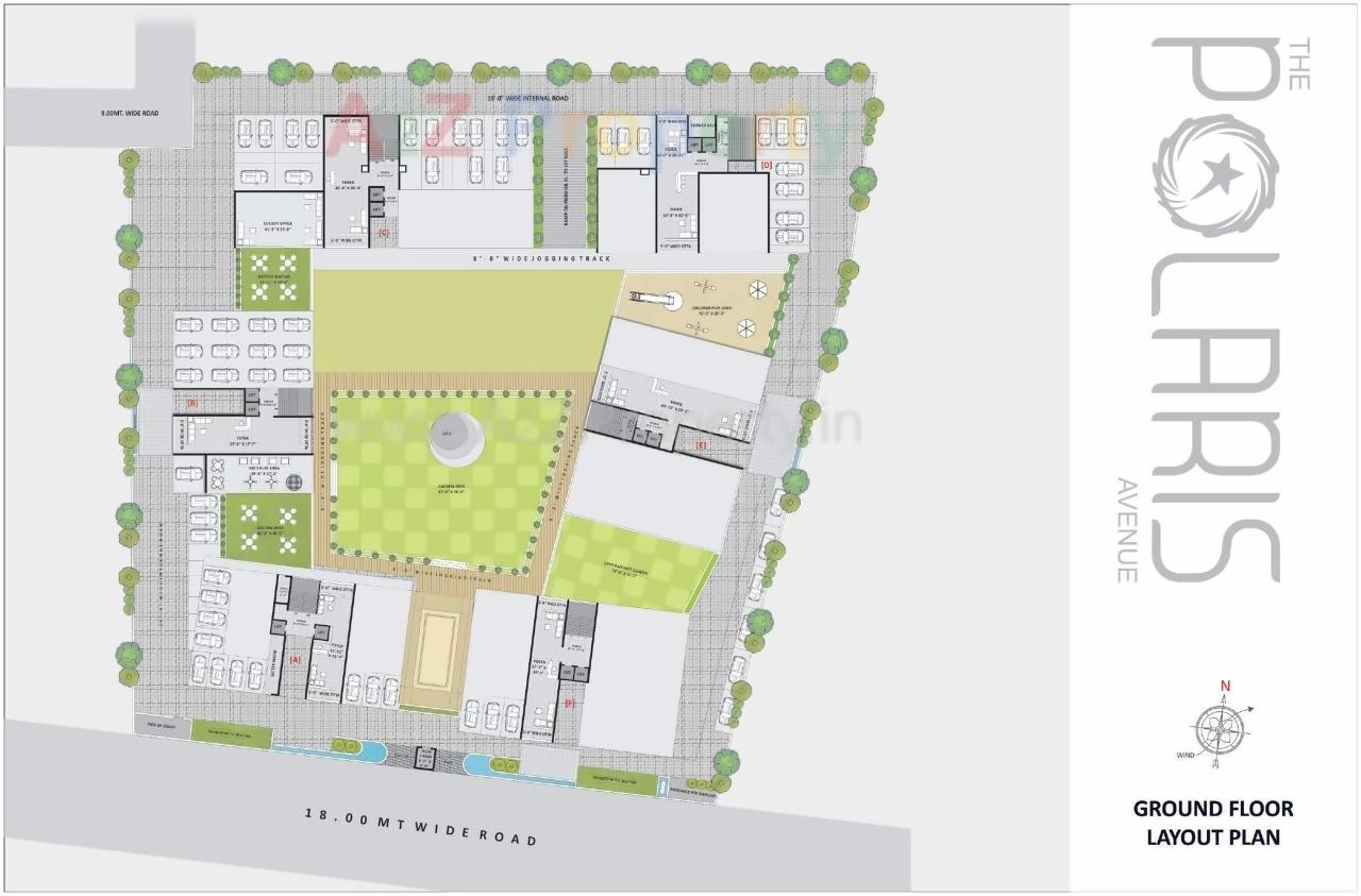 Layout of real estate project The Polaris Avenue located at Vesu, Surat, Gujarat