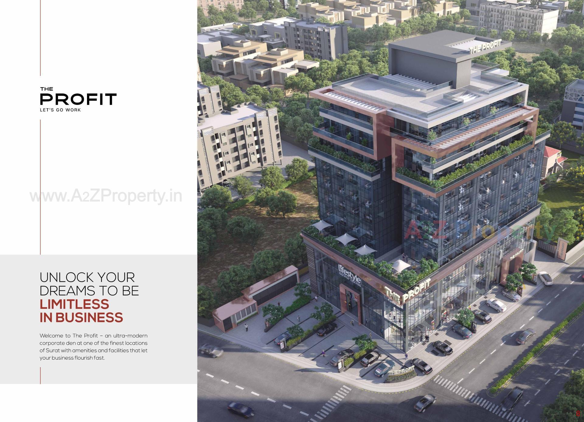 3D Elevation of real estate project The Profit located at Adajan, Surat, Gujarat
