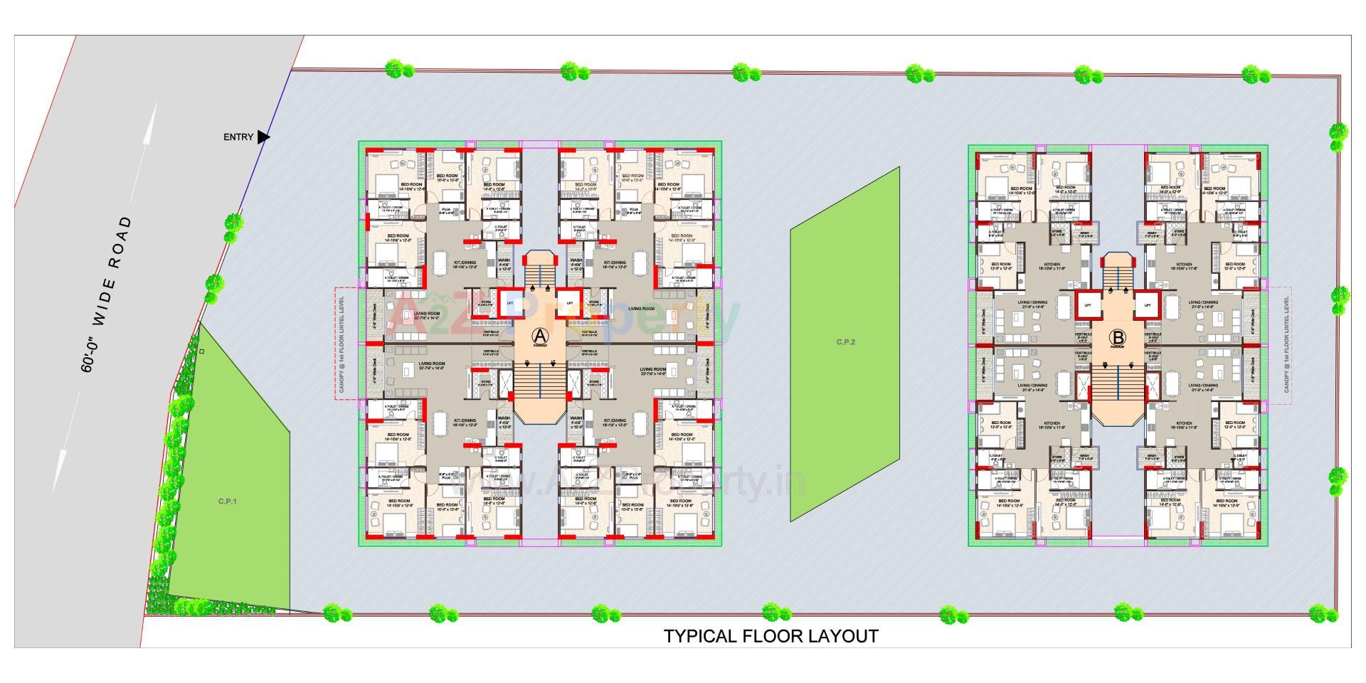 Layout of real estate project The Ultima located at Vesu, Surat, Gujarat