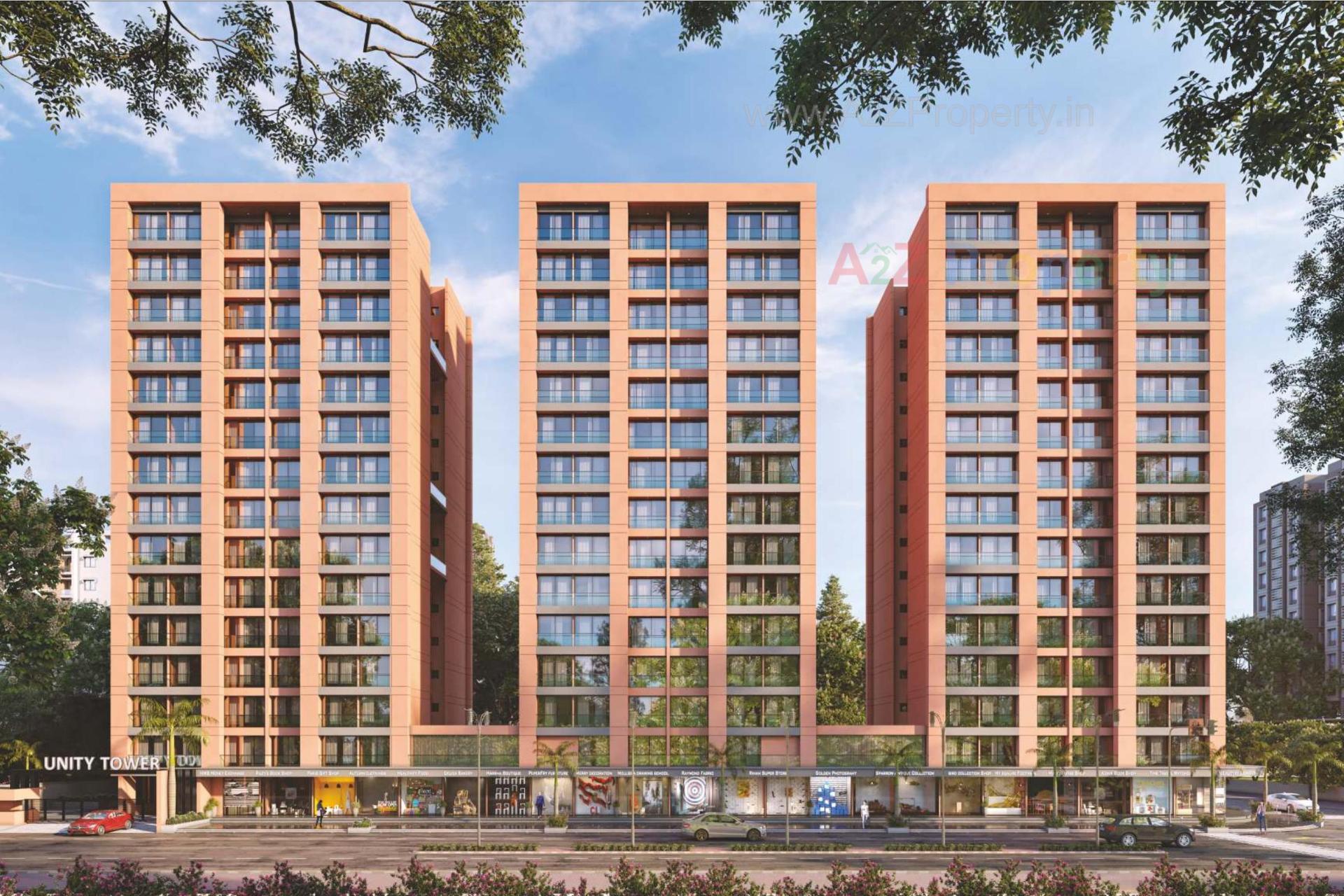 3D Elevation of real estate project The Unity Tower located at –-village-sarthana, Surat, Gujarat