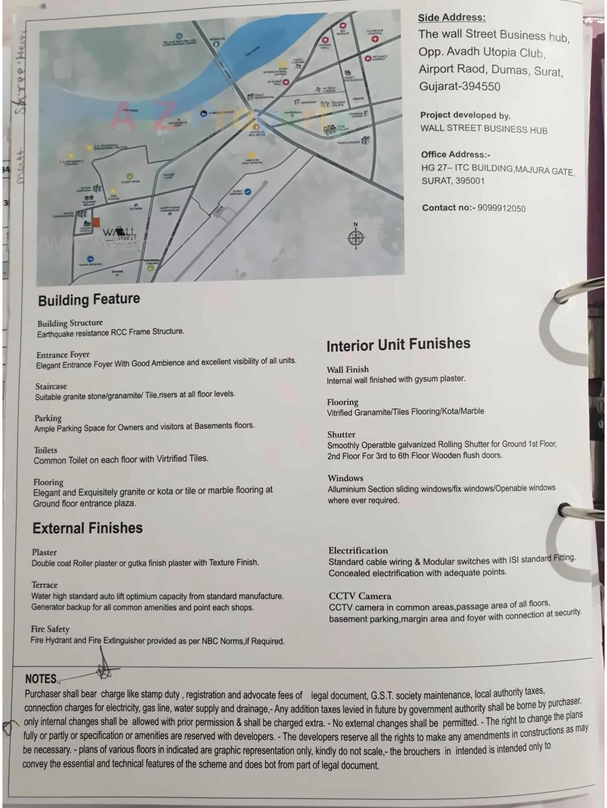  of real estate project The Wall Street Business Hub located at Dumas, Surat, Gujarat