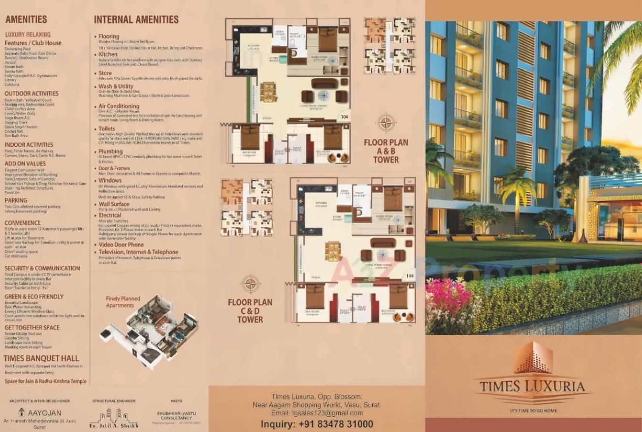 Layout of real estate project Times Luxuria located at Vesu, Surat, Gujarat