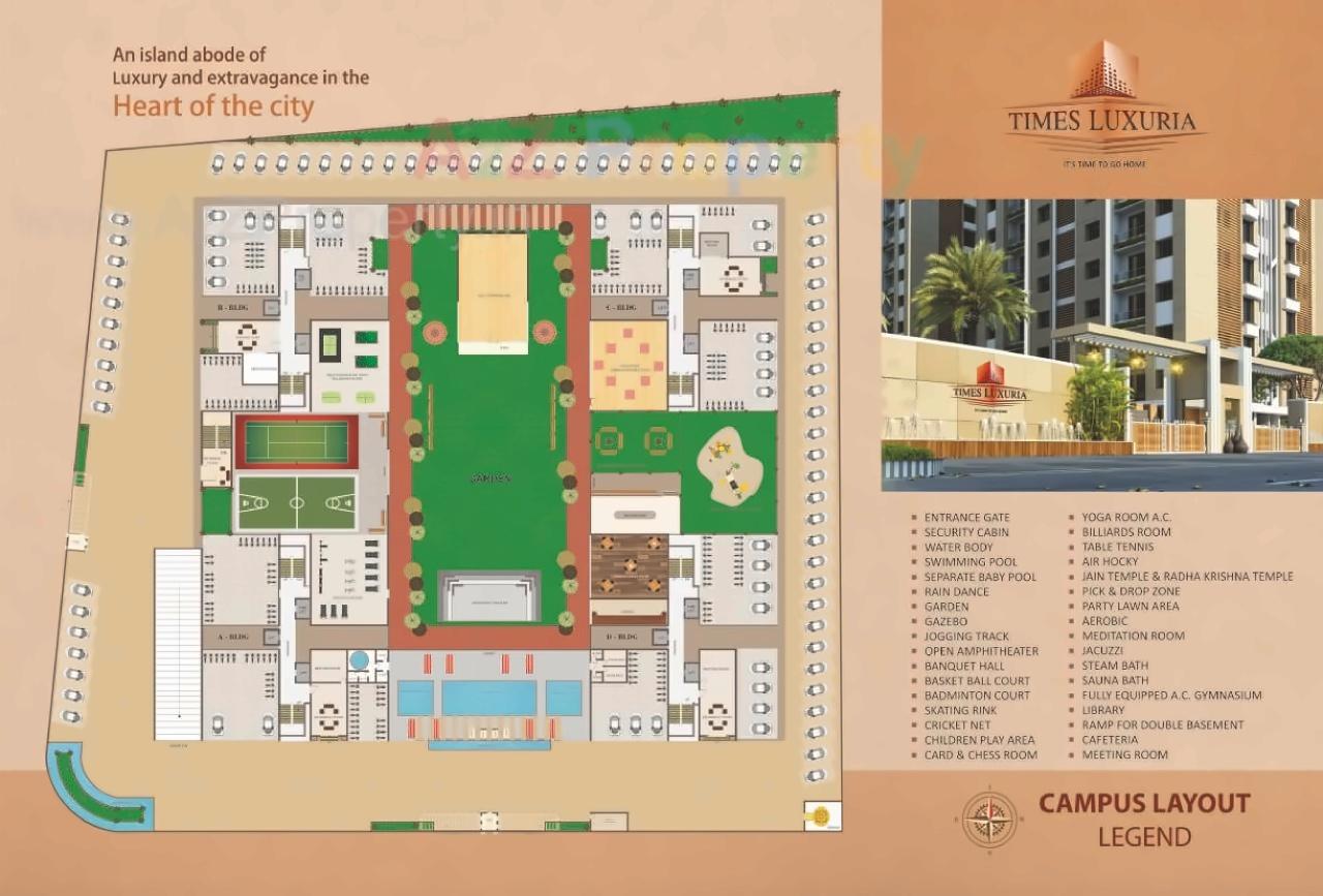 Layout of real estate project Times Luxuria located at Vesu, Surat, Gujarat