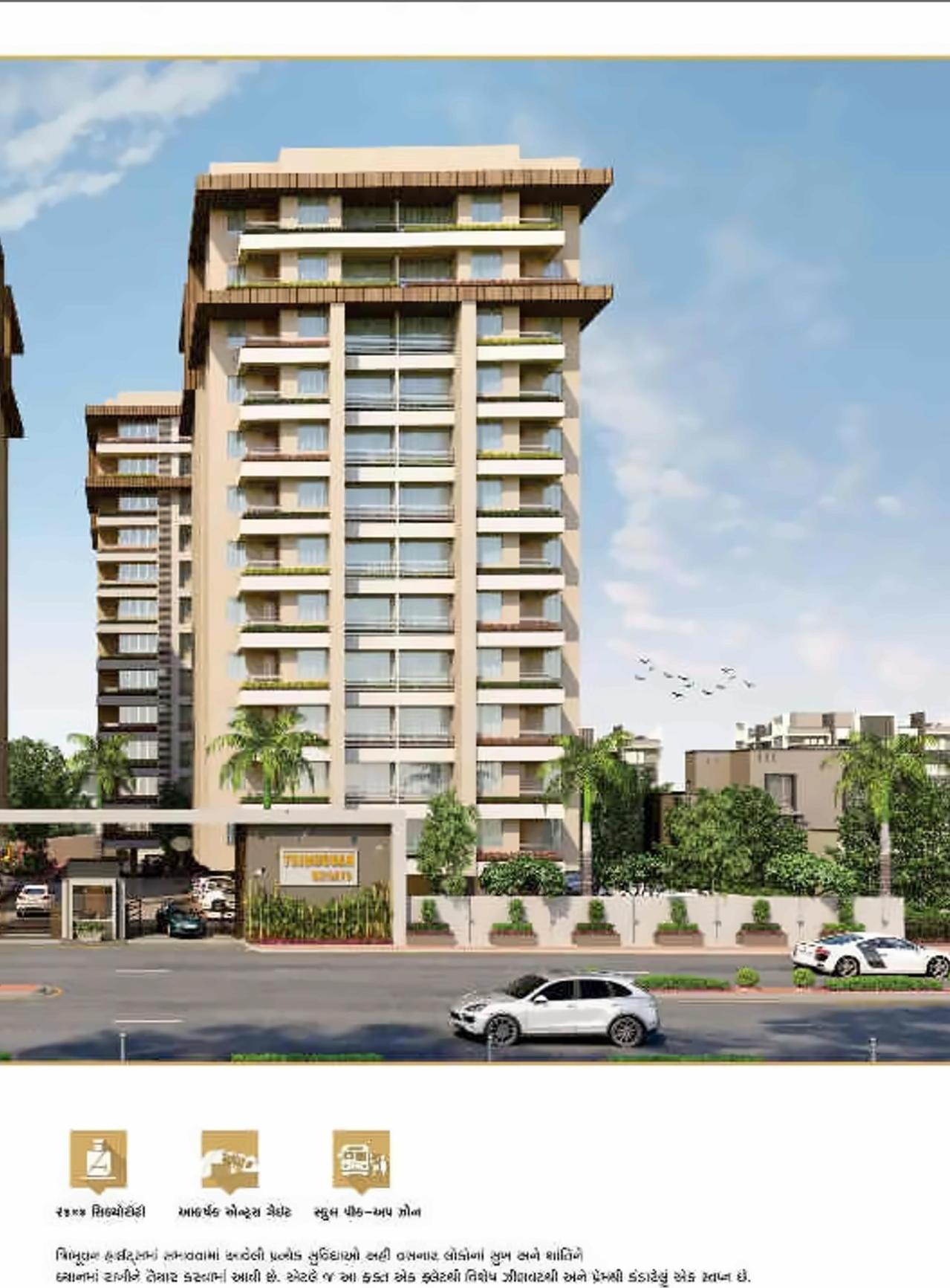 3D Elevation of real estate project Tribhuvan Heights located at Varachha, Surat, Gujarat