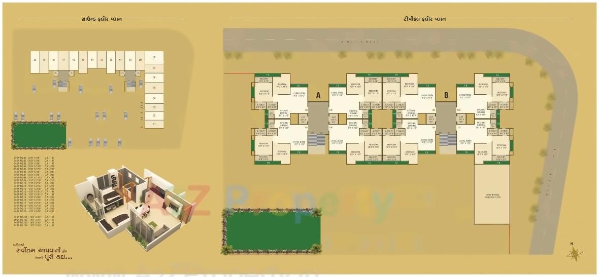 Layout of real estate project Tulsi Patra Residency located at Kosad, Surat, Gujarat