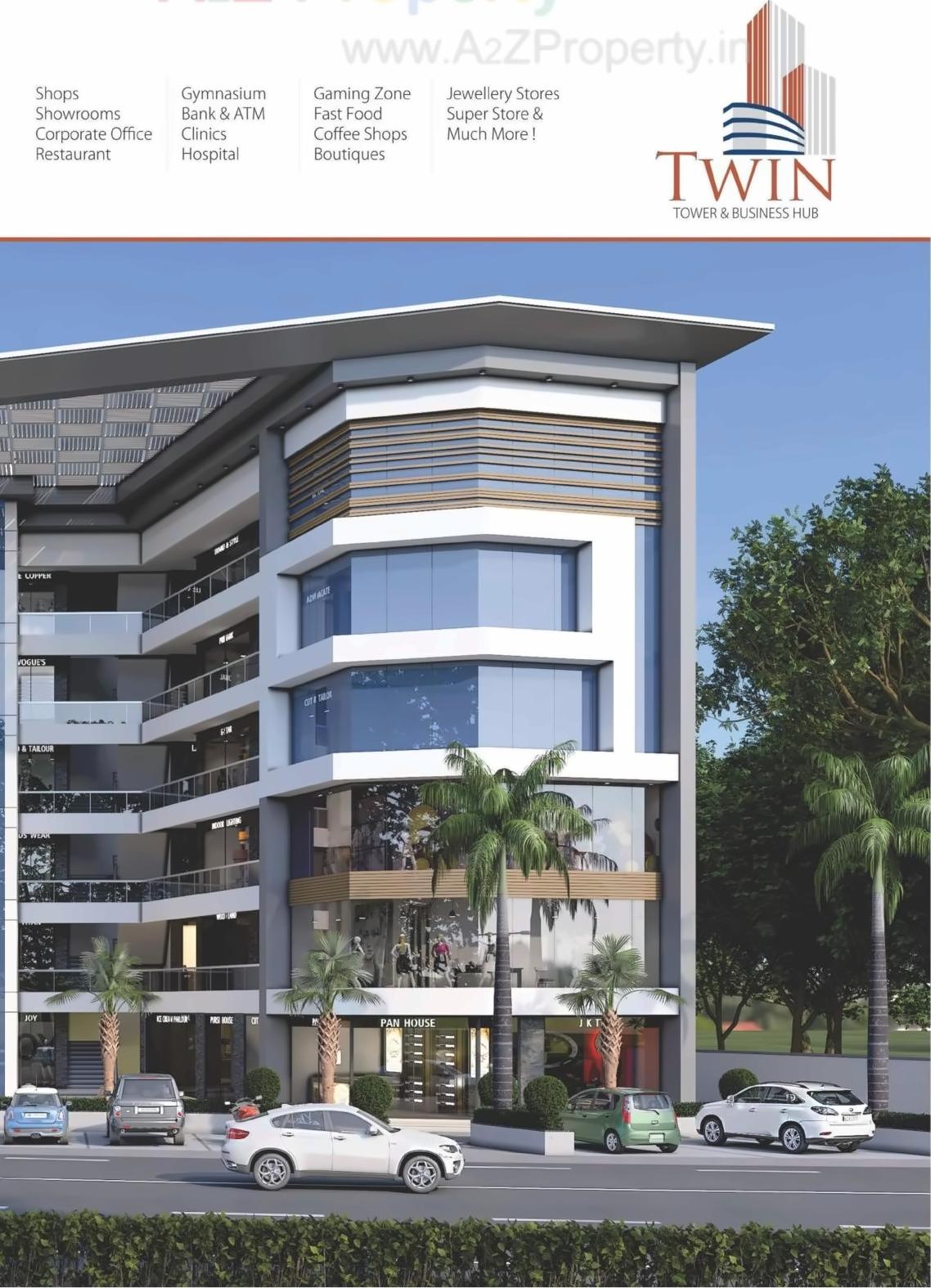 3D Elevation of real estate project Twin Tower   Business Hub located at Kathodara, Surat, Gujarat
