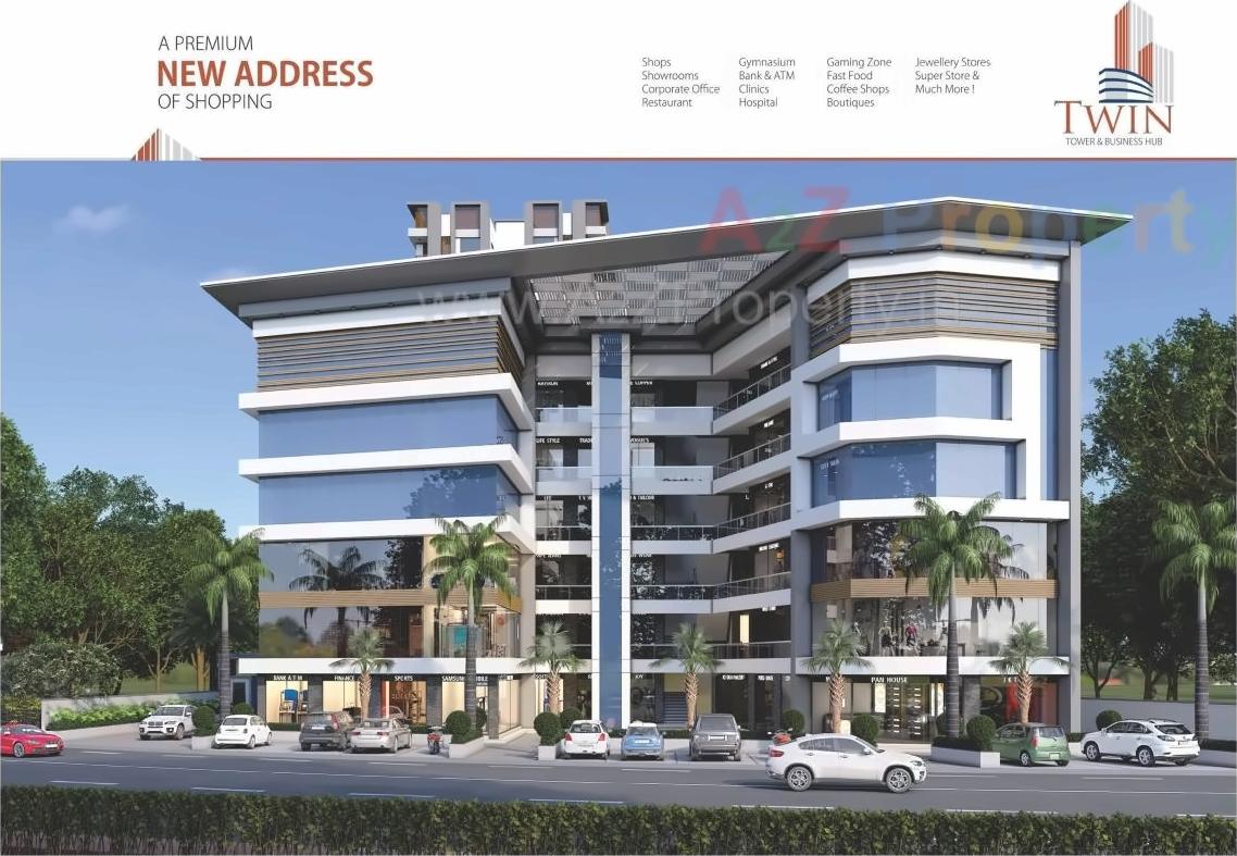 3D Elevation of real estate project Twin Tower   Business Hub located at Kathodara, Surat, Gujarat