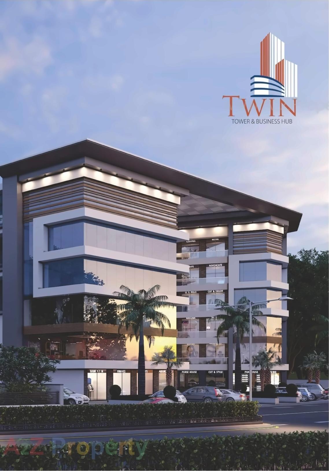 3D Elevation of real estate project Twin Tower   Business Hub located at Kathodara, Surat, Gujarat