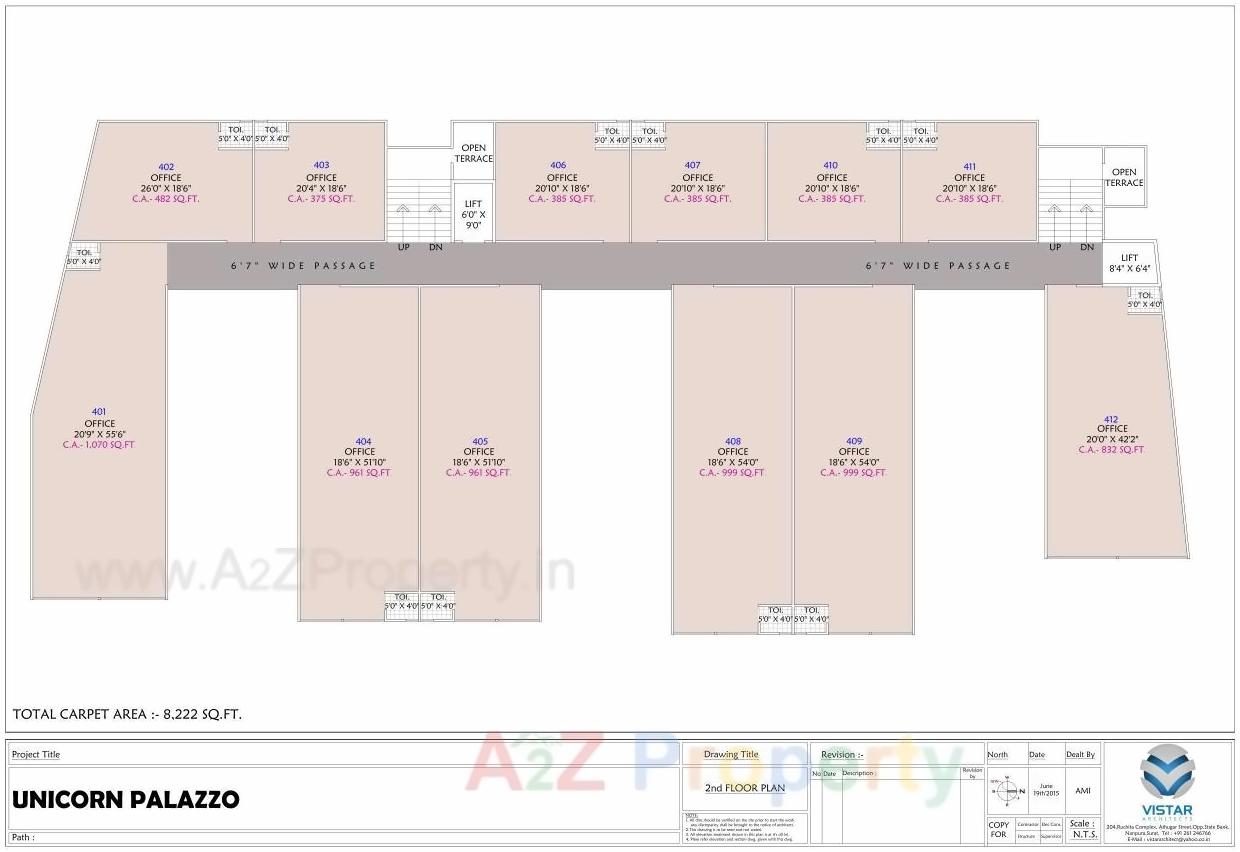 Layout of real estate project Unicorn Palazzo located at Vesu, Surat, Gujarat