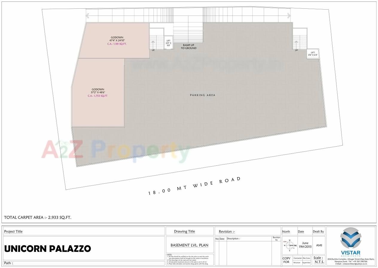 Layout of real estate project Unicorn Palazzo located at Vesu, Surat, Gujarat