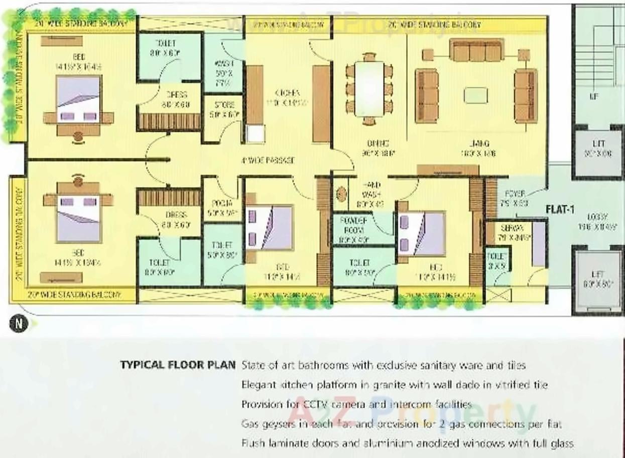 Layout of real estate project Union Residency located at Vesu, Surat, Gujarat