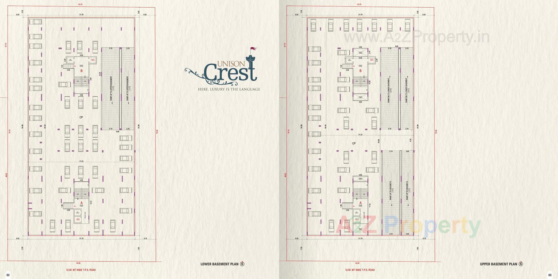 Layout of real estate project Unison Crest located at Vesu, Surat, Gujarat