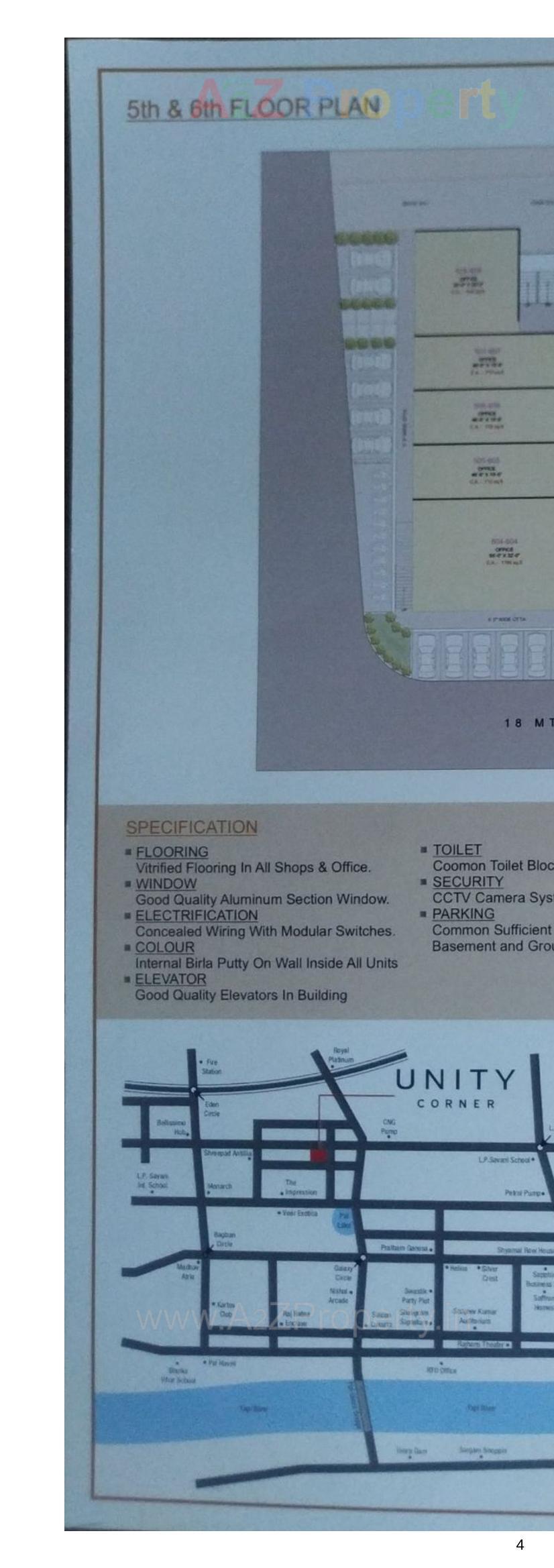 Layout of real estate project Unity Corner located at Pal, Surat, Gujarat