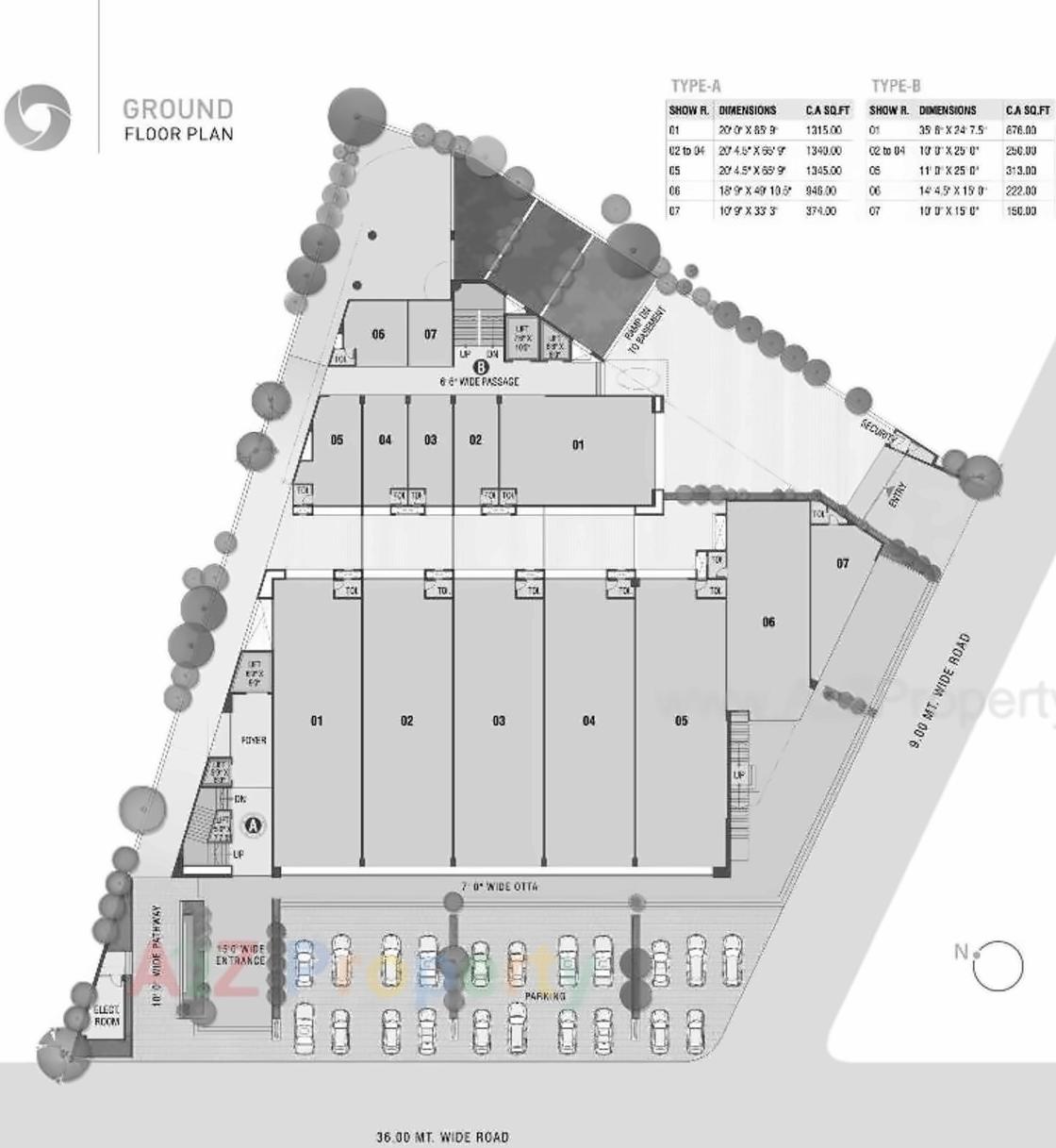 Layout of real estate project Universal Business Centre located at Adajan, Surat, Gujarat