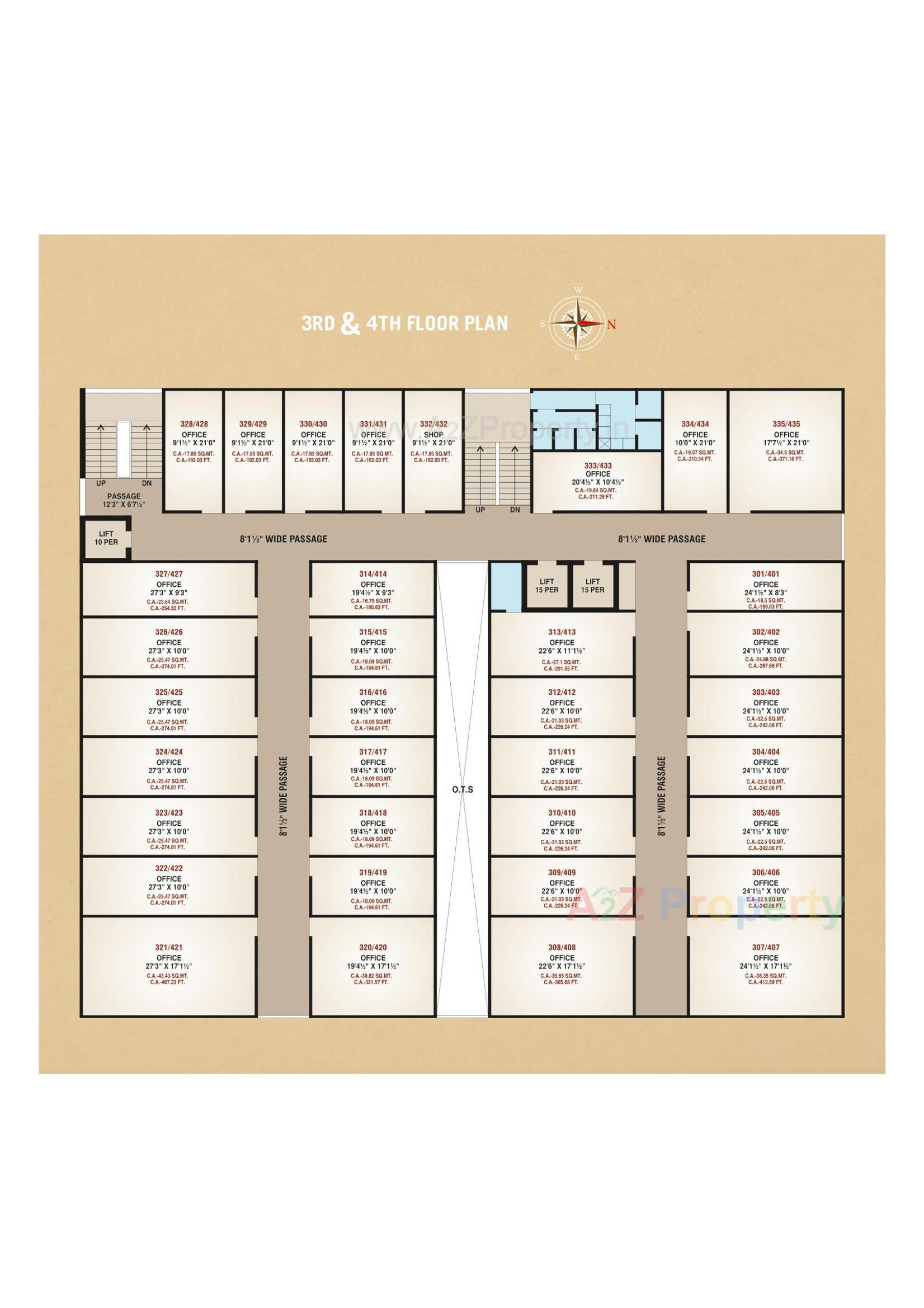 Layout of real estate project Vacanza Trade Center located at Vesu, Surat, Gujarat