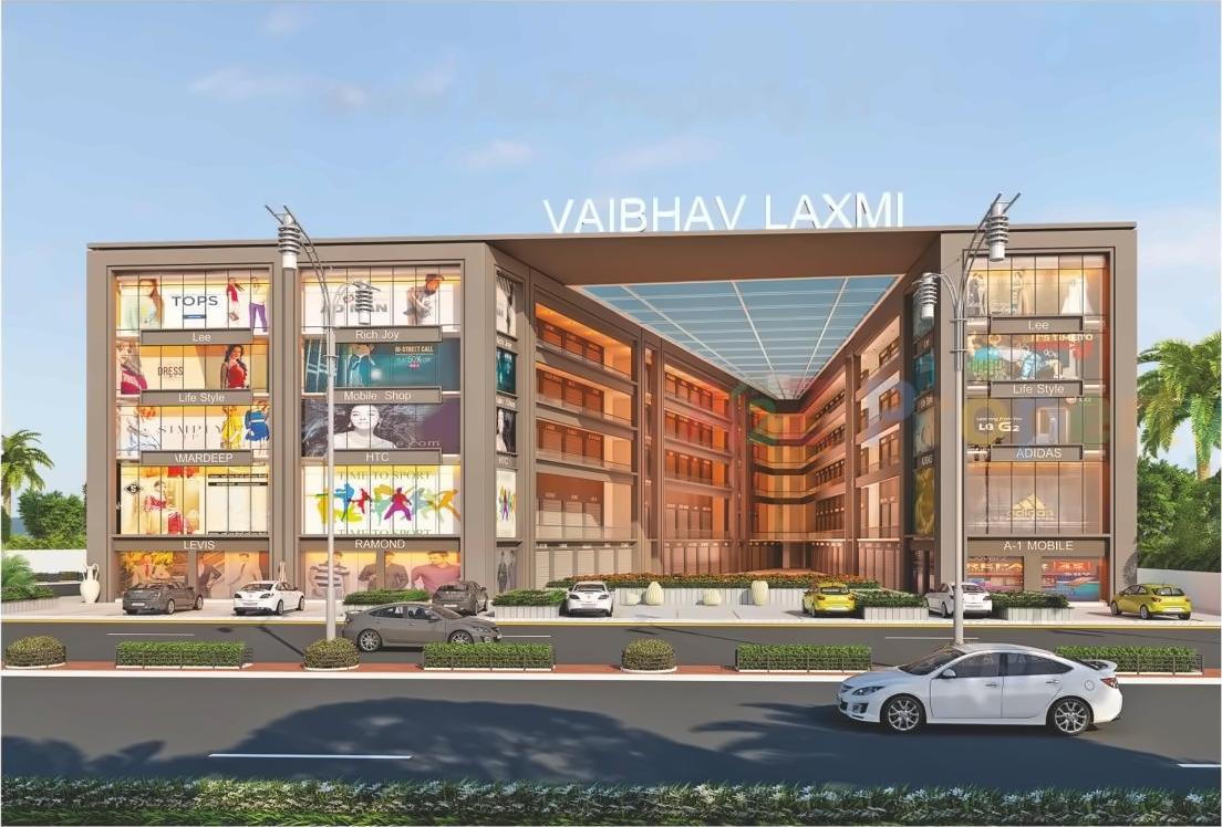 3D Elevation of real estate project Vaibhavlaxmi Shopping located at Bhestan, Surat, Gujarat