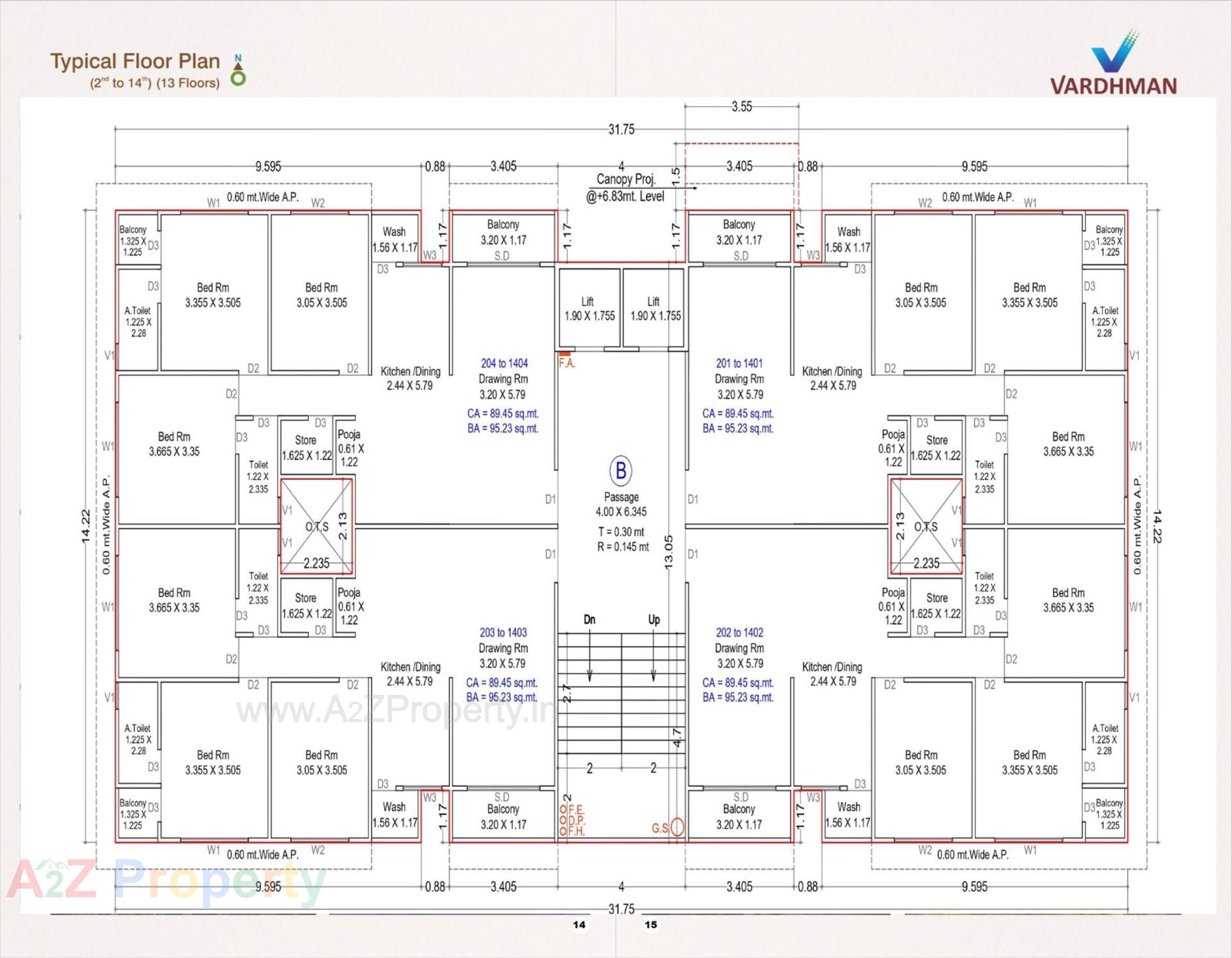 Layout of real estate project Vardhman Residency   Jain Aradhna Bhawan located at Bharthana, Surat, Gujarat