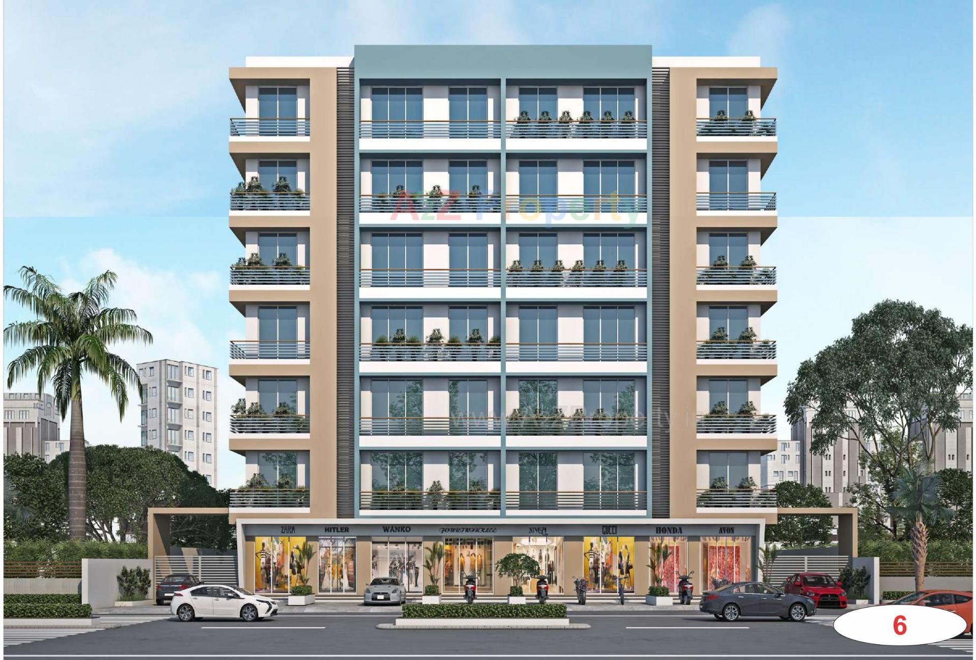 3D Elevation of real estate project Varni Residency located at Vasvari, Surat, Gujarat
