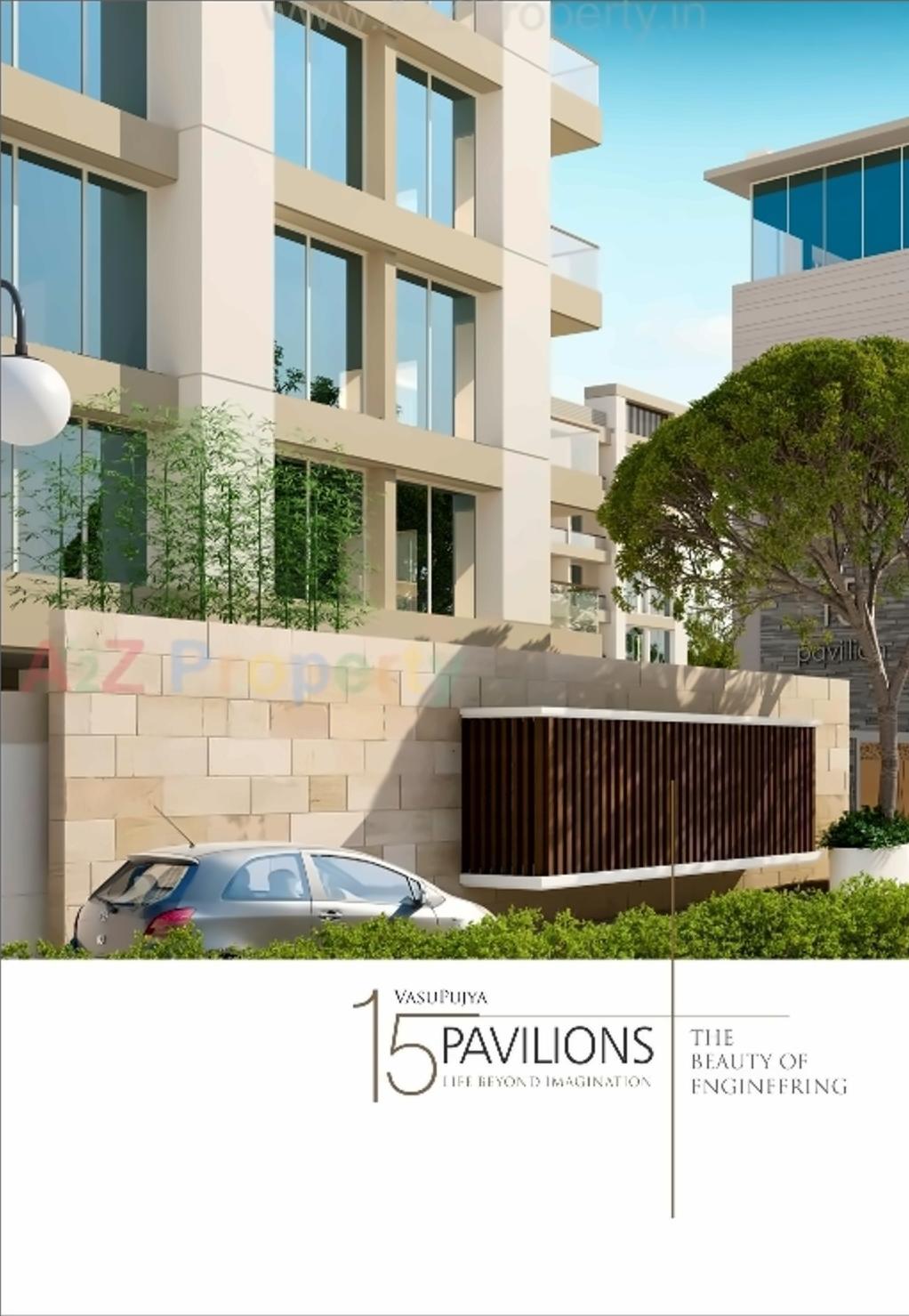 3D Elevation of real estate project Vasupujya 15 Pavilions located at Jahangirabad, Surat, Gujarat