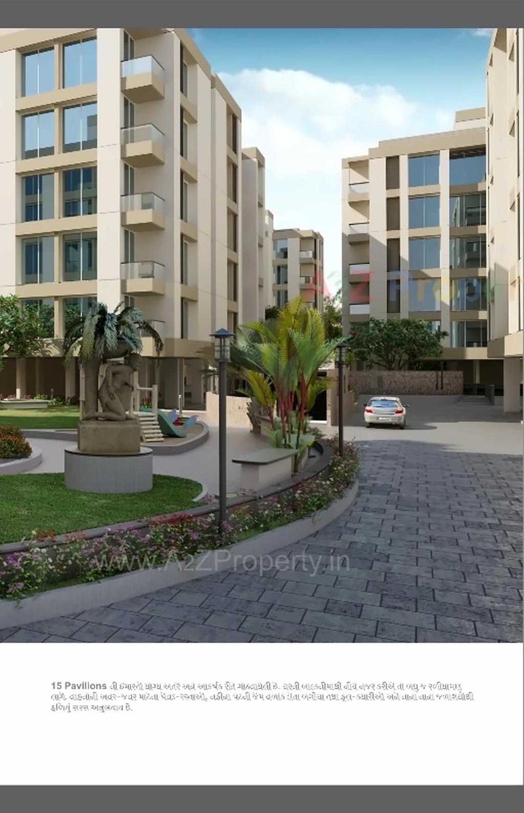 3D Elevation of real estate project Vasupujya 15 Pavilions located at Jahangirabad, Surat, Gujarat