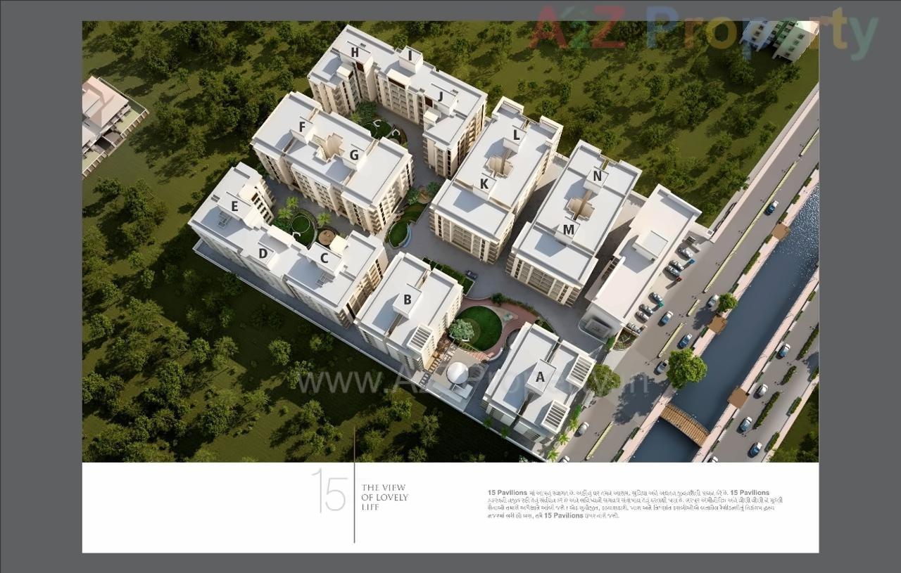 Layout of real estate project Vasupujya 15 Pavilions located at Jahangirabad, Surat, Gujarat