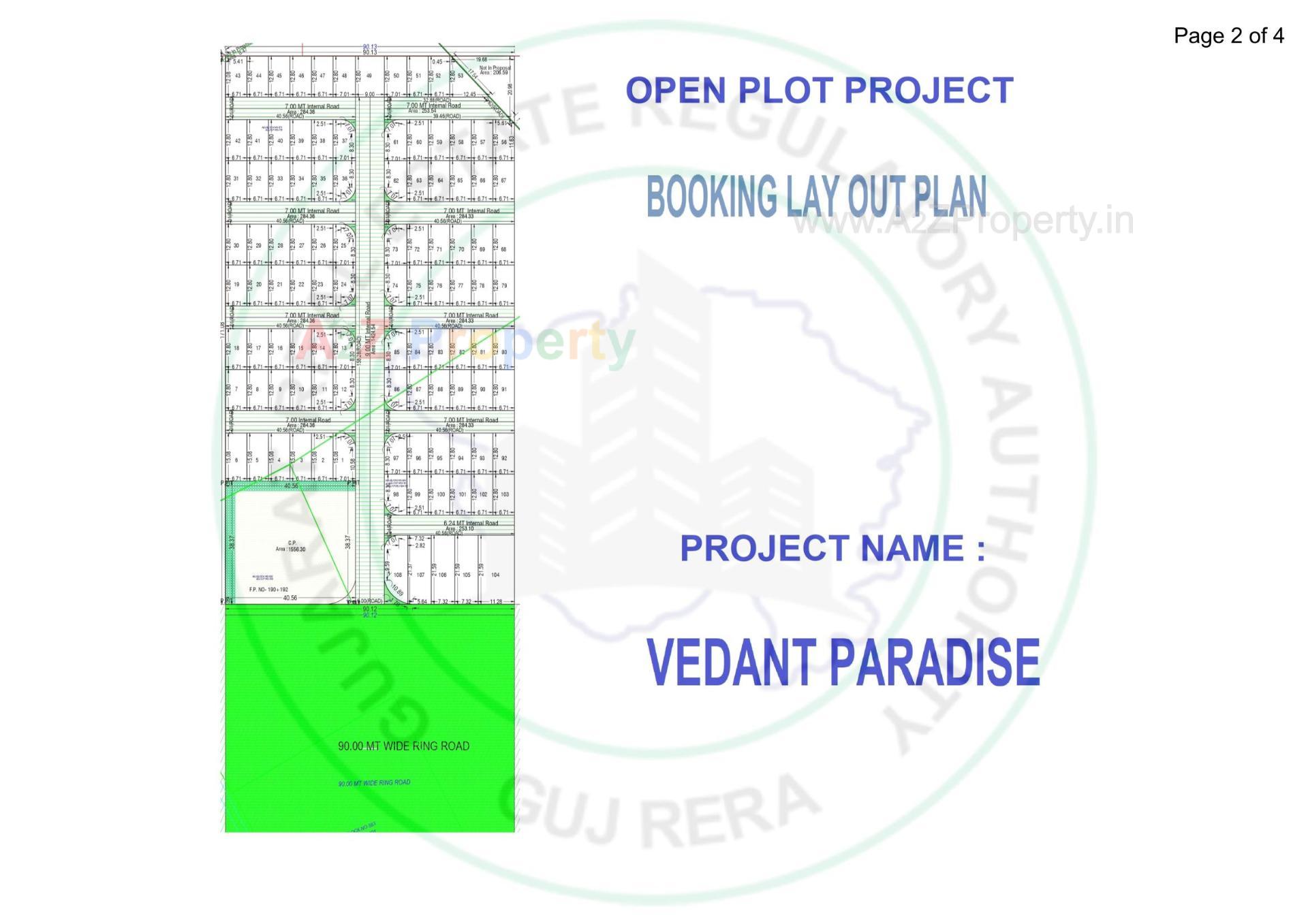 Layout of real estate project Vedant Paradise located at Mota Varachha, Surat, Gujarat