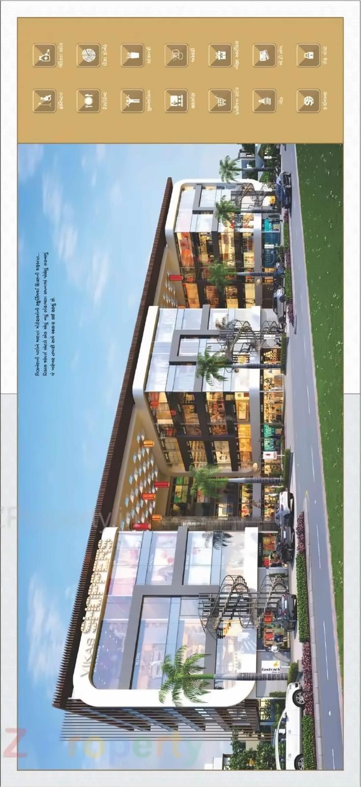 3D Elevation of real estate project Vikas Shoppers located at Sarthana, Surat, Gujarat