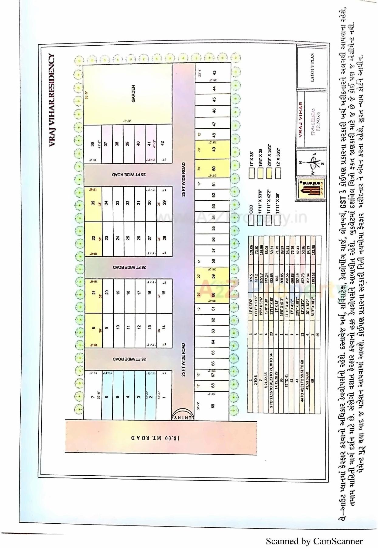 Layout of real estate project Vraj Vihar Residency located at Bhestan, Surat, Gujarat