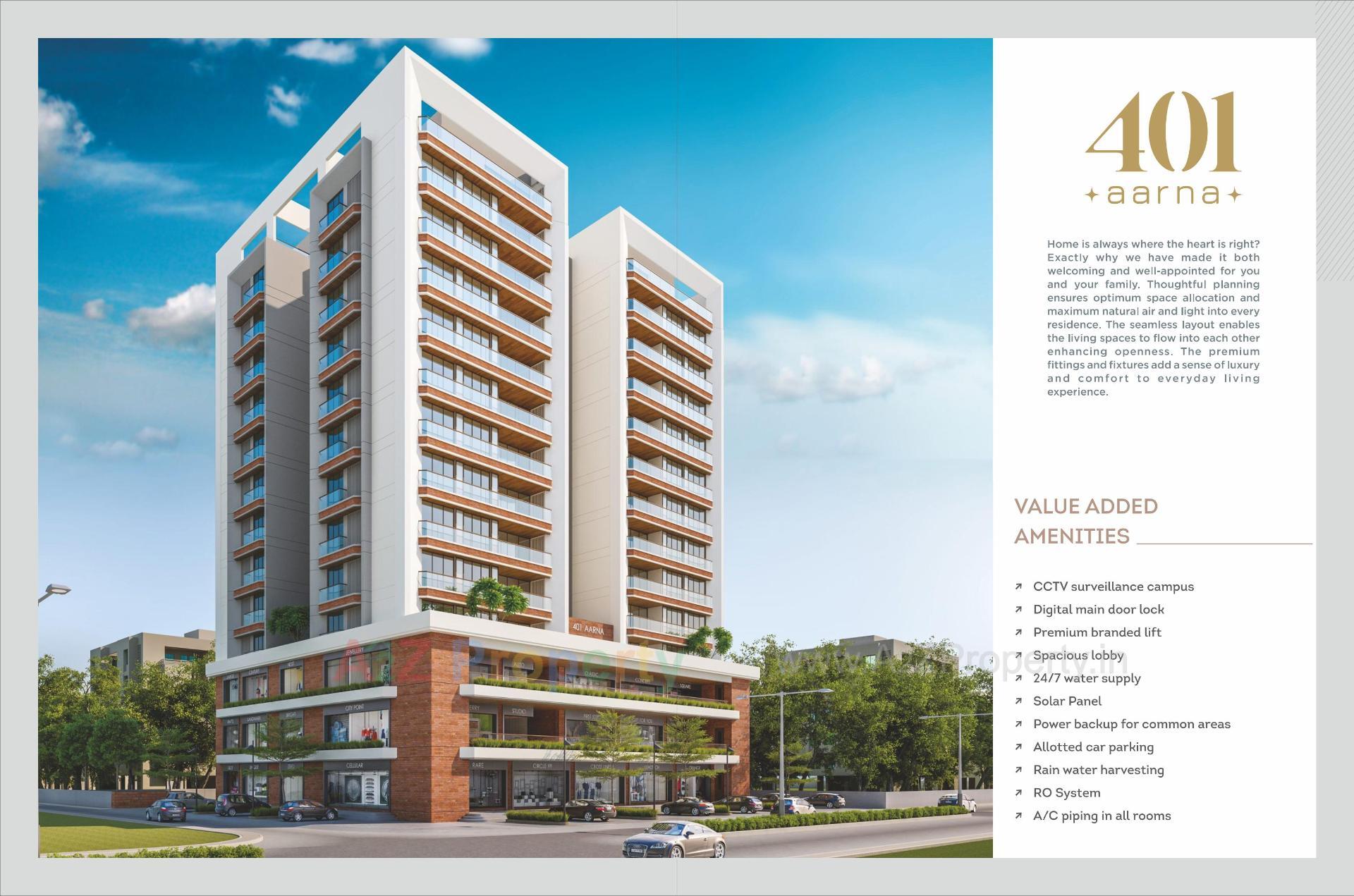 3D Elevation of real estate project 401 Aarna located at Manjalpur, Vadodara, Gujarat